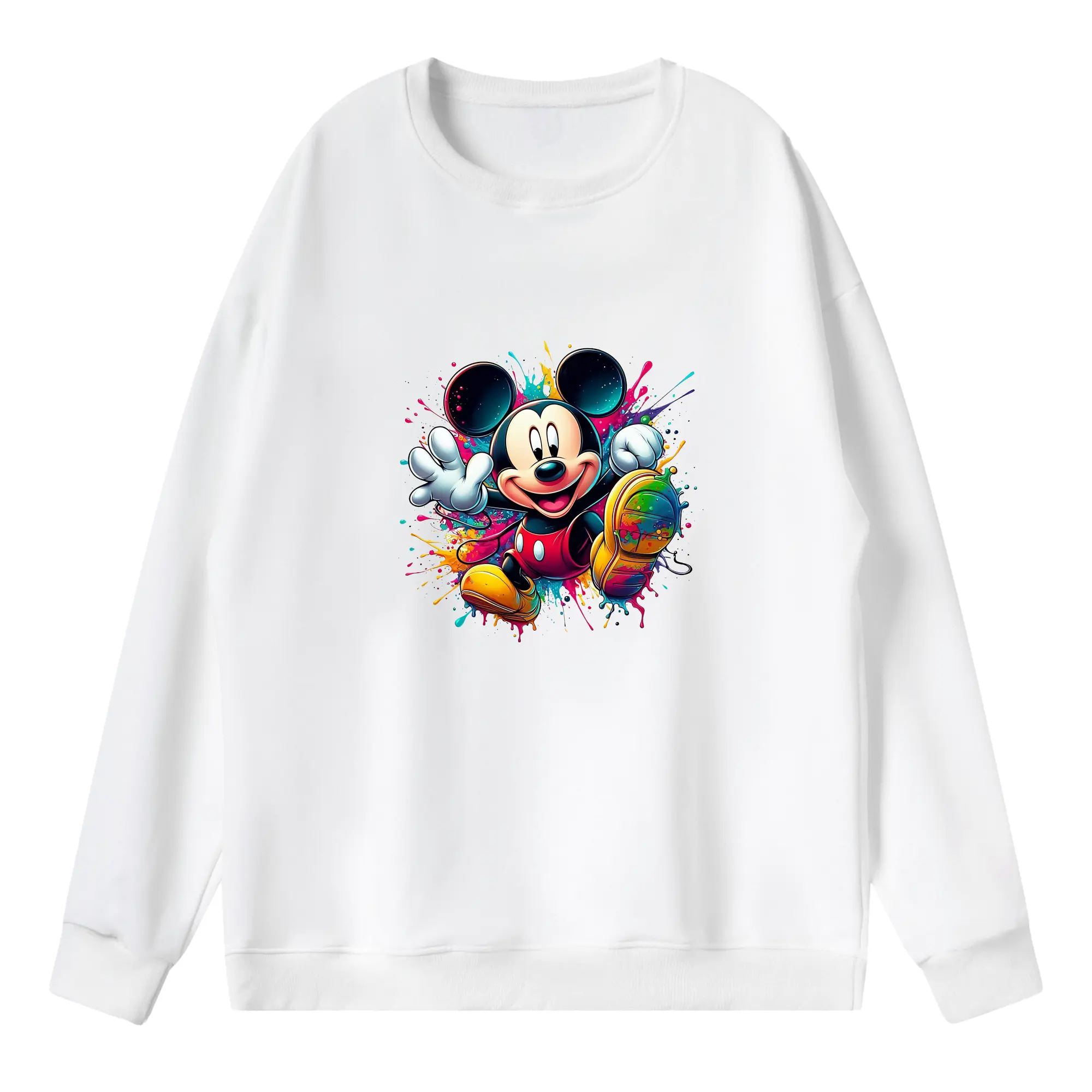 ミッキーマウス（Mickey Mouse） グッズ ミッキーマウス（Mickey Mouse） - 薄手 クルーネック スウェット 裏毛260g · ポリエステル 春秋向け カジュアル 男女兼用 · トレーナー デイリー スポーツ 散歩に最適