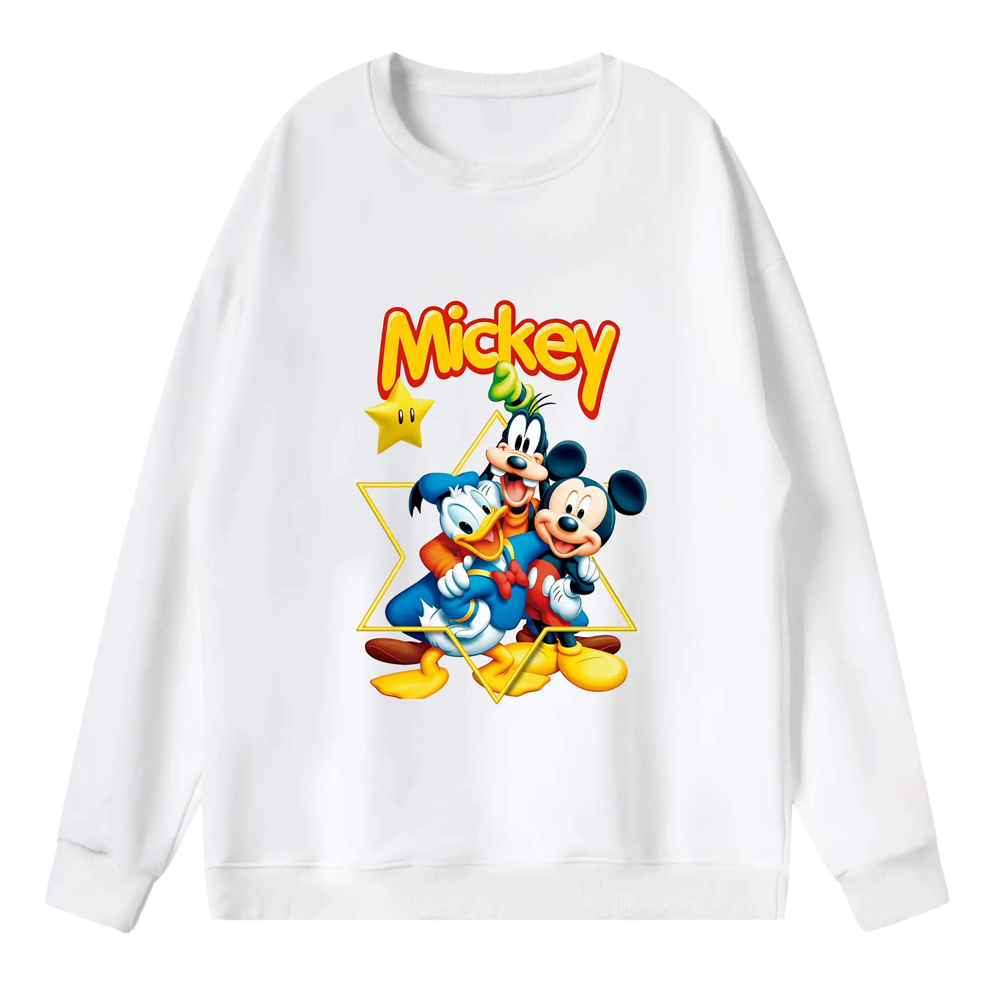 ミッキーマウス（Mickey Mouse） グッズ ミッキーマウス（Mickey Mouse） - 薄手 クルーネック スウェット 裏毛260g · ポリエステル 春秋向け カジュアル 男女兼用 · トレーナー デイリー スポーツ 散歩に最適