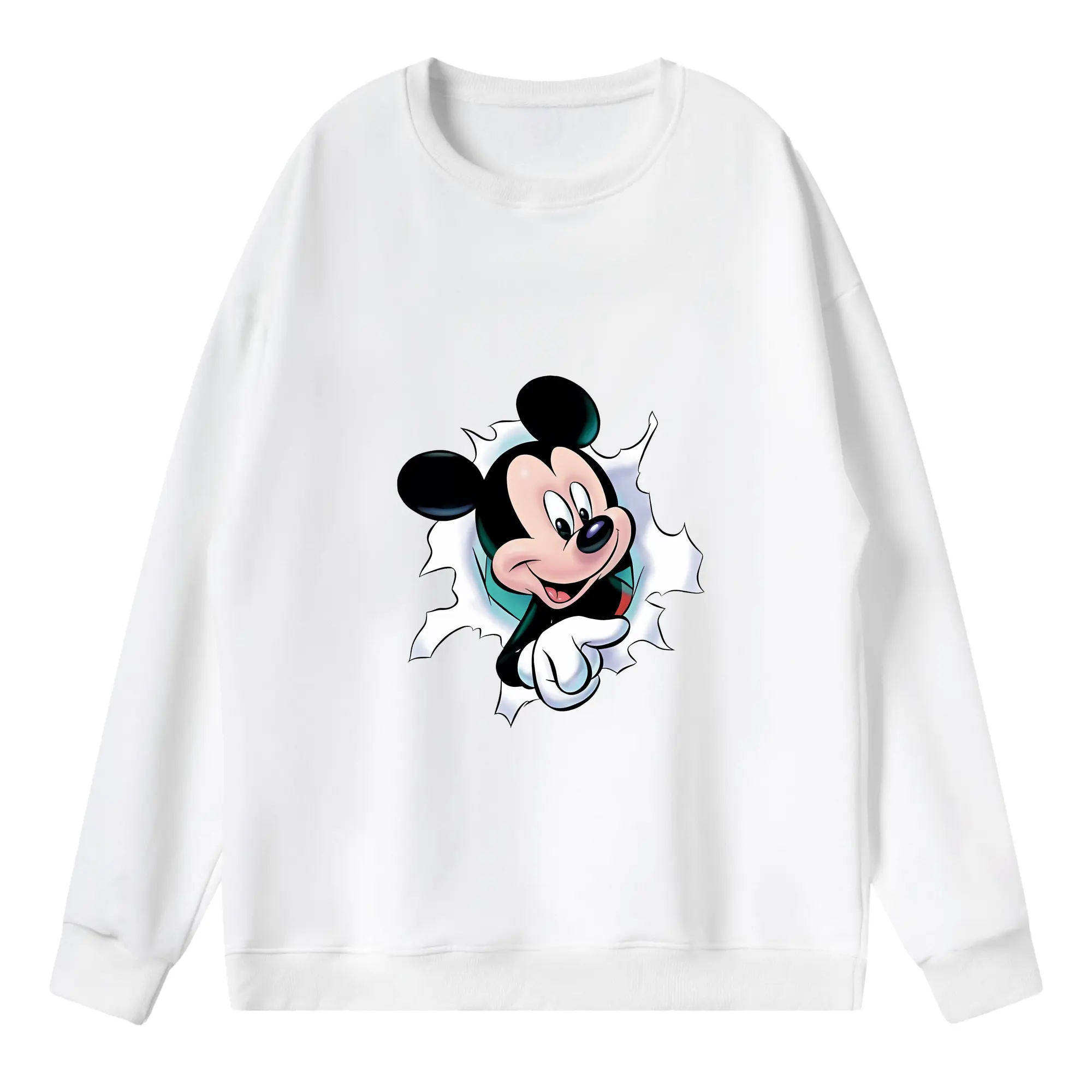 ミッキーマウス（Mickey Mouse） グッズ ミッキーマウス（Mickey Mouse） - 薄手 クルーネック スウェット 裏毛260g · ポリエステル 春秋向け カジュアル 男女兼用 · トレーナー デイリー スポーツ 散歩に最適