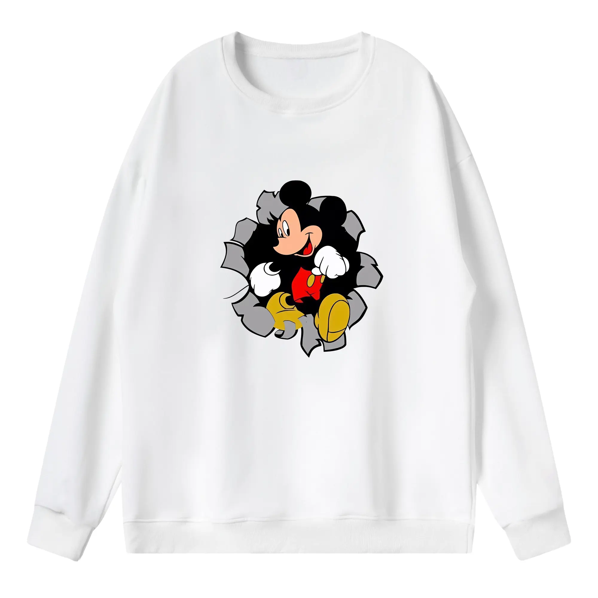 ミッキーマウス（Mickey Mouse） グッズ ミッキーマウス（Mickey Mouse） - 薄手 クルーネック スウェット 裏毛260g · ポリエステル 春秋向け カジュアル 男女兼用 · トレーナー デイリー スポーツ 散歩に最適