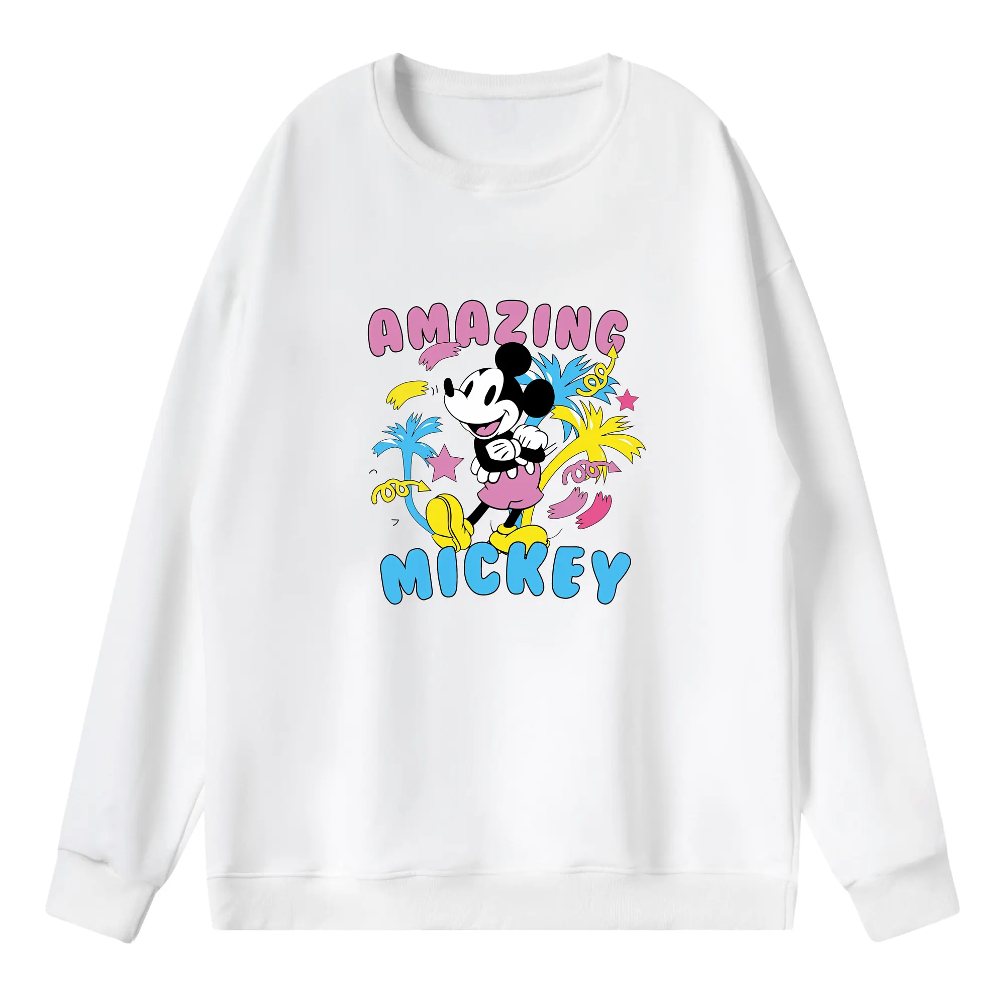 ミッキーマウス（Mickey Mouse） グッズ ミッキーマウス（Mickey Mouse） - 薄手 クルーネック スウェット 裏毛260g · ポリエステル 春秋向け カジュアル 男女兼用 · トレーナー デイリー スポーツ 散歩に最適