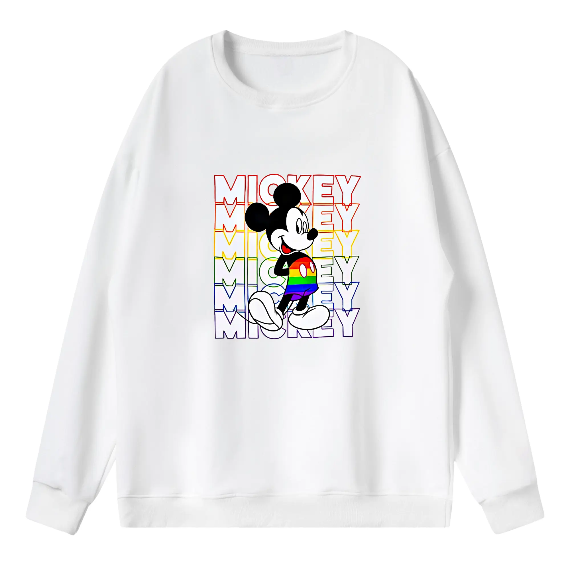 ミッキーマウス（Mickey Mouse） グッズ ミッキーマウス（Mickey Mouse） - 薄手 クルーネック スウェット 裏毛260g · ポリエステル 春秋向け カジュアル 男女兼用 · トレーナー デイリー スポーツ 散歩に最適