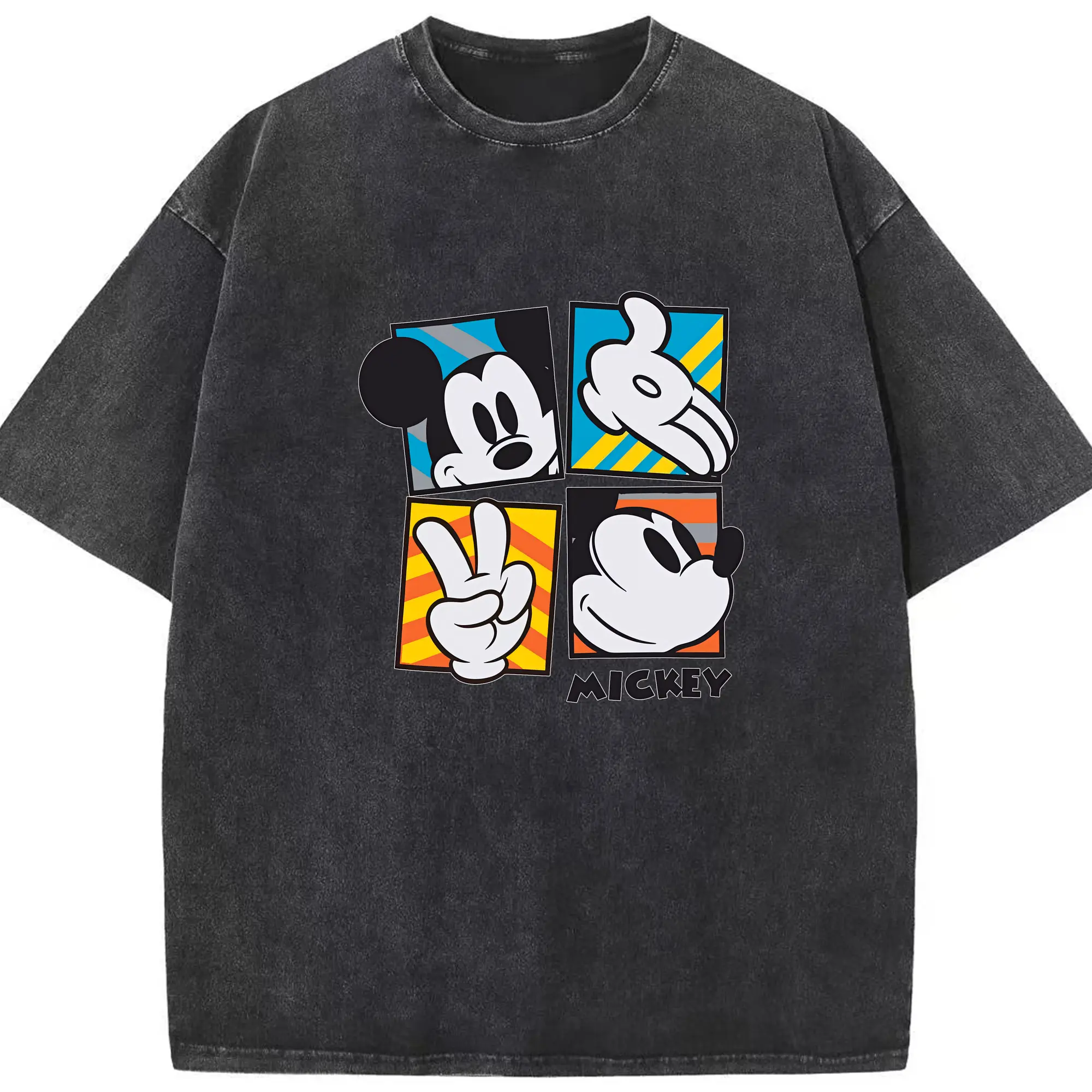 ミッキーマウス（Mickey Mouse） グッズ ミッキーマウス（Mickey Mouse） - 綿100％ ヴィンテージ風 半袖Tシャツ ・ フロントプリント ・ 柔らか肌触り ・ 通気性 快適 ・ スポーツ カジュアル 外出用