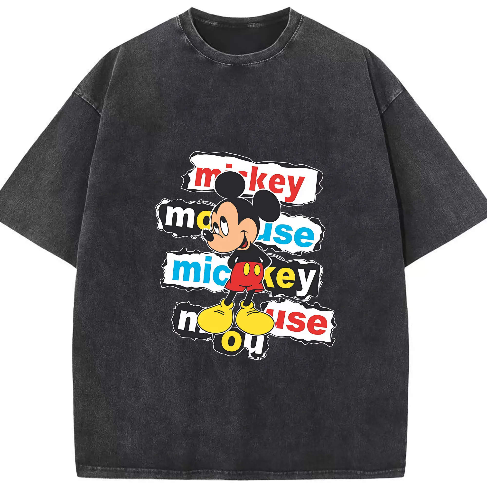 ミッキーマウス（Mickey Mouse） グッズ ミッキーマウス（Mickey Mouse） - 綿100％ ヴィンテージ風 半袖Tシャツ ・ フロントプリント ・ 柔らか肌触り ・ 通気性 快適 ・ スポーツ カジュアル 外出用