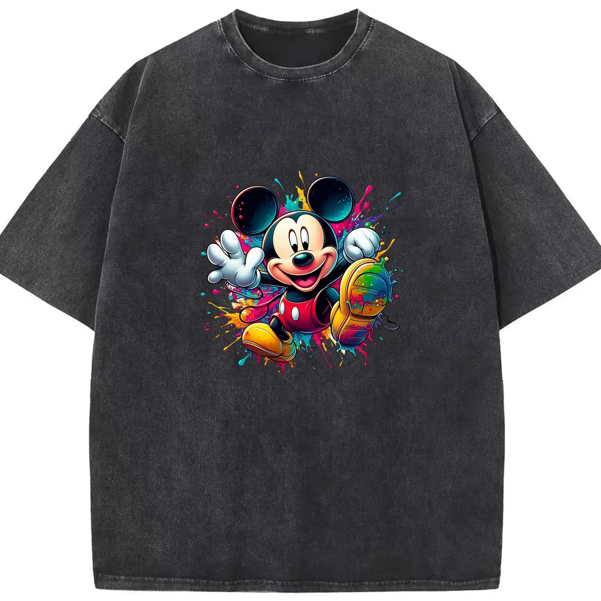 ミッキーマウス（Mickey Mouse） グッズ ミッキーマウス（Mickey Mouse） - 綿100％ ヴィンテージ風 半袖Tシャツ ・ フロントプリント ・ 柔らか肌触り ・ 通気性 快適 ・ スポーツ カジュアル 外出用