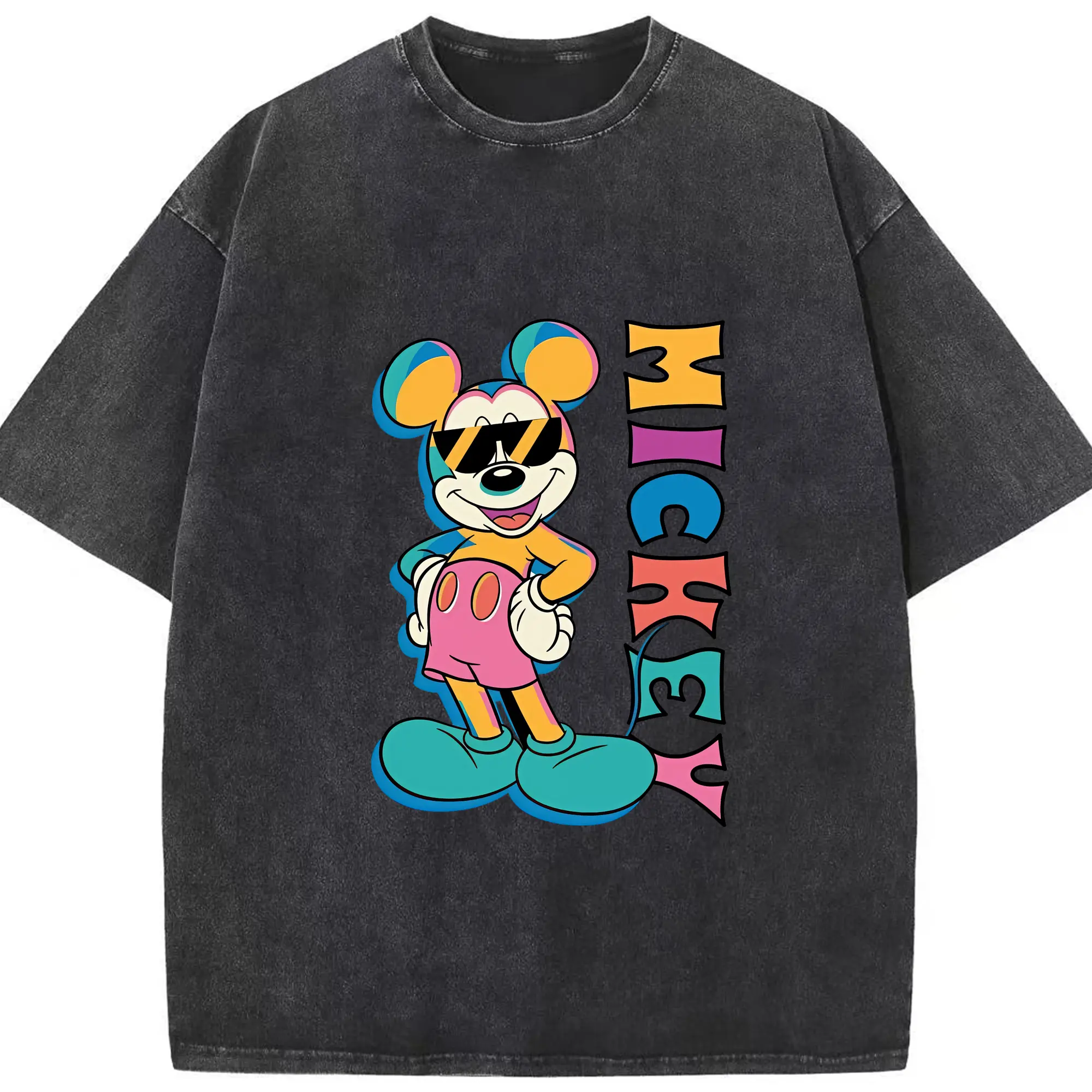 ミッキーマウス（Mickey Mouse） グッズ ミッキーマウス（Mickey Mouse） - 綿100％ ヴィンテージ風 半袖Tシャツ ・ フロントプリント ・ 柔らか肌触り ・ 通気性 快適 ・ スポーツ カジュアル 外出用