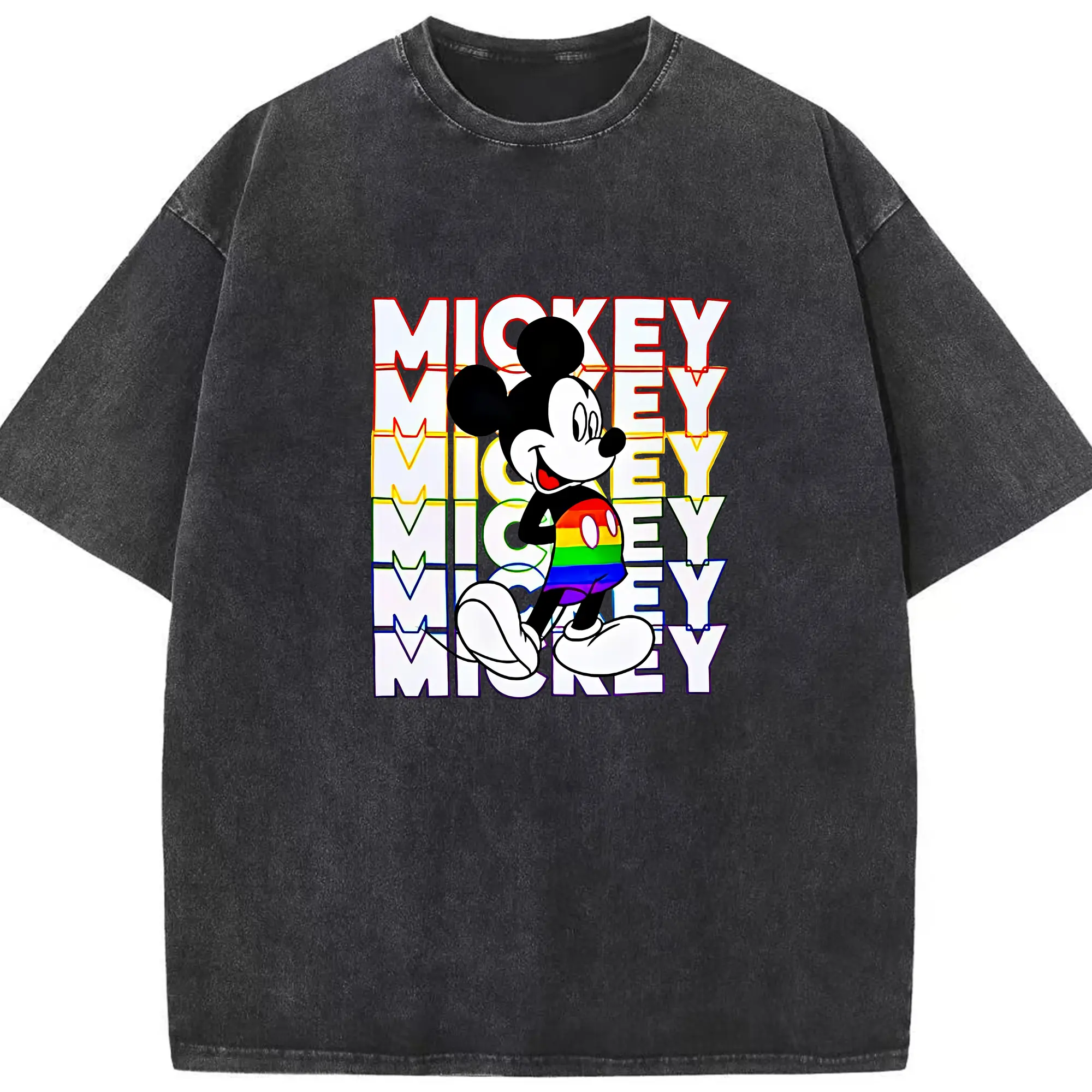 ミッキーマウス（Mickey Mouse） グッズ ミッキーマウス（Mickey Mouse） - 綿100％ ヴィンテージ風 半袖Tシャツ ・ フロントプリント ・ 柔らか肌触り ・ 通気性 快適 ・ スポーツ カジュアル 外出用