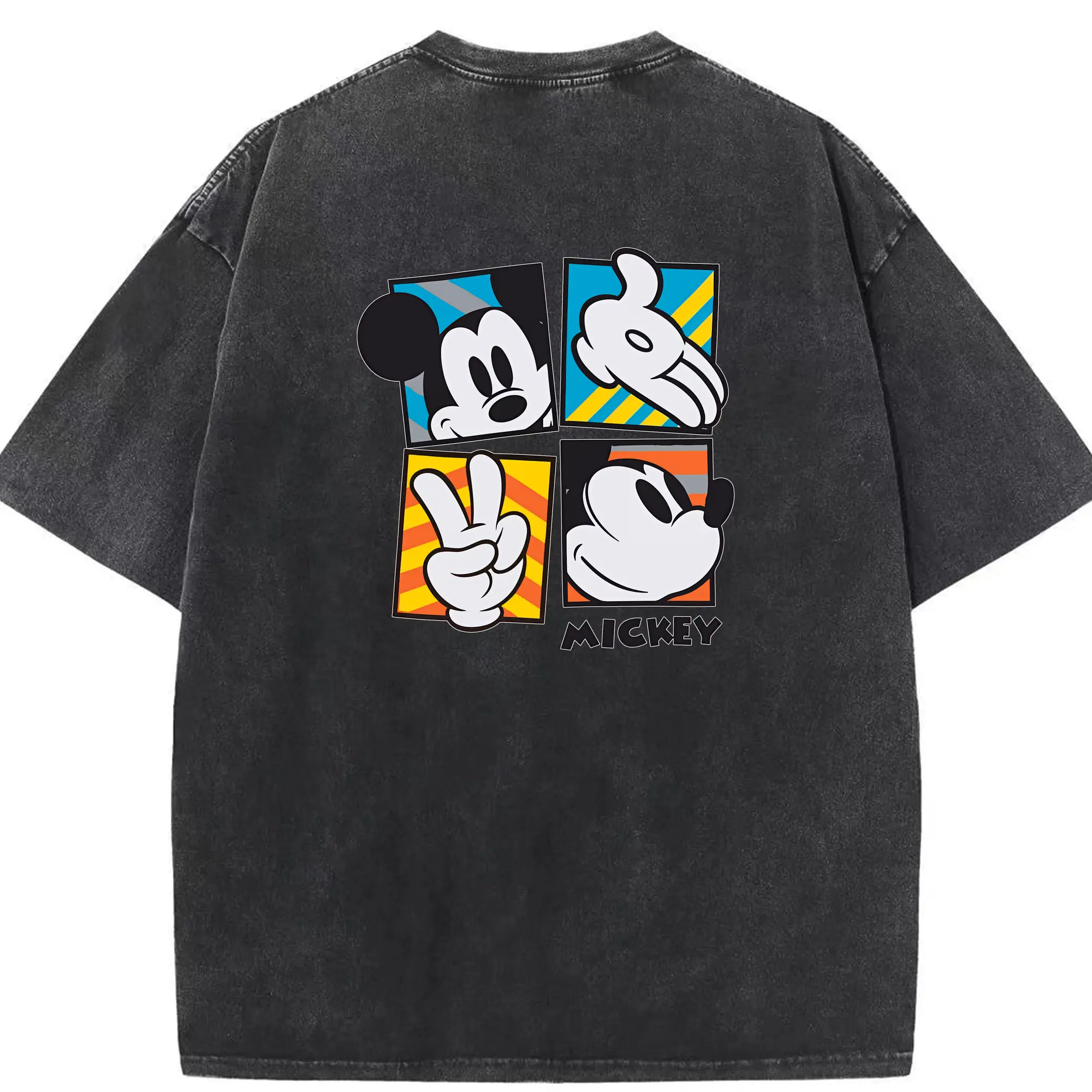 ミッキーマウス（Mickey Mouse） グッズ ミッキーマウス（Mickey Mouse） - 綿100％ ヴィンテージ風 半袖Tシャツ ・ 背面プリント ・ 柔らか肌触り ・ 通気性 快適 ・ スポーツ カジュアル 外出用