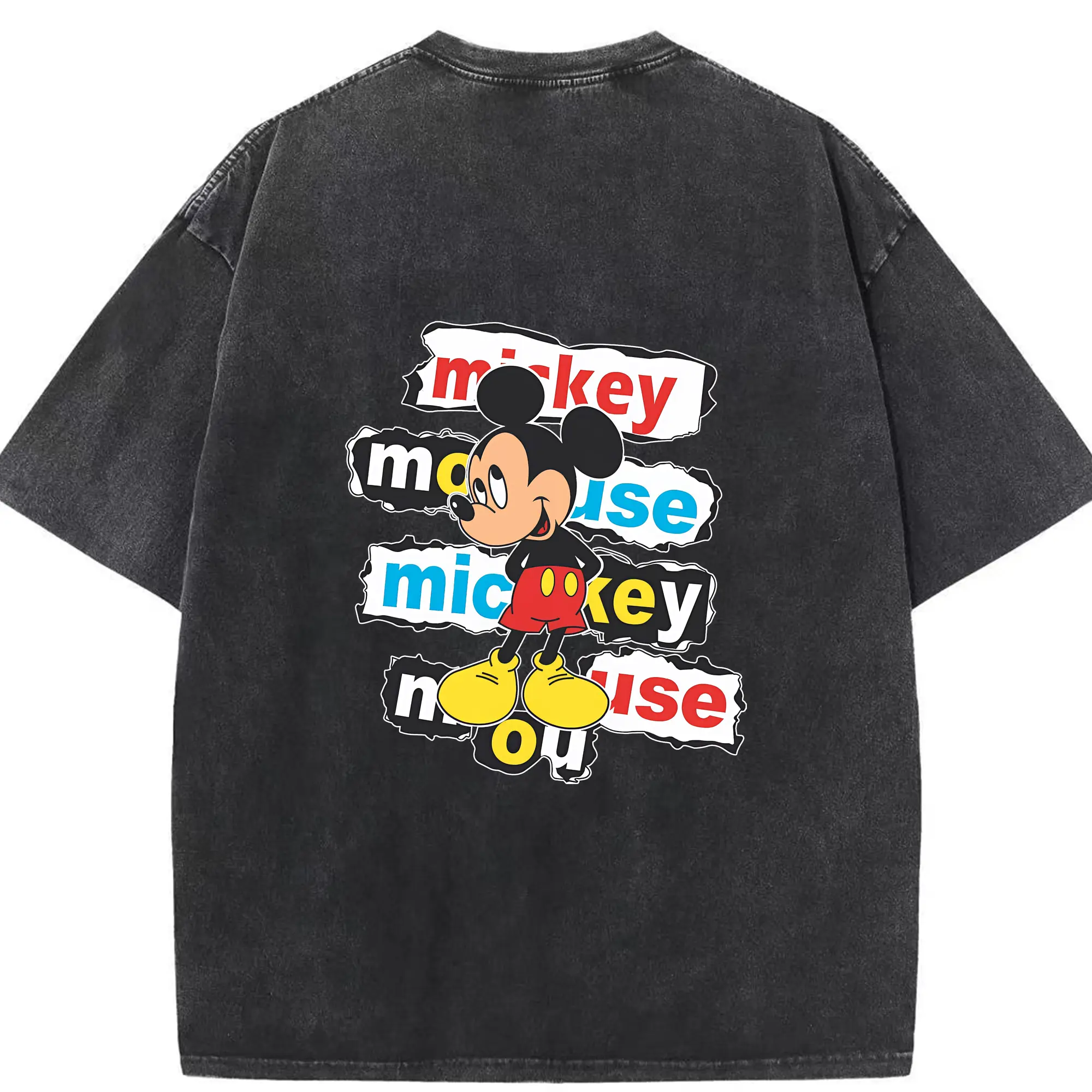 ミッキーマウス（Mickey Mouse） グッズ ミッキーマウス（Mickey Mouse） - 綿100％ ヴィンテージ風 半袖Tシャツ ・ 背面プリント ・ 柔らか肌触り ・ 通気性 快適 ・ スポーツ カジュアル 外出用