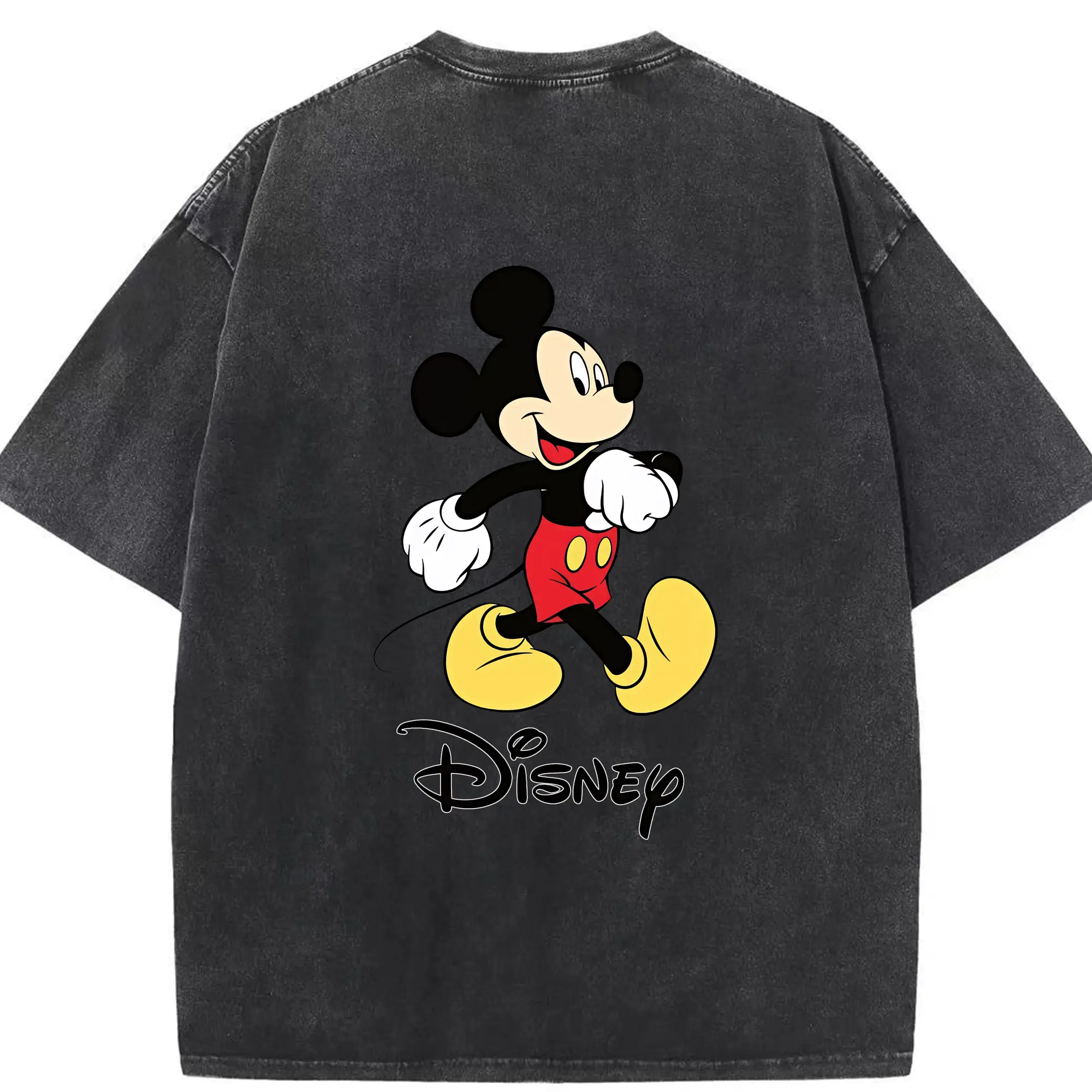 ミッキーマウス（Mickey Mouse） グッズ ミッキーマウス（Mickey Mouse） - 綿100％ ヴィンテージ風 半袖Tシャツ ・ 背面プリント ・ 柔らか肌触り ・ 通気性 快適 ・ スポーツ カジュアル 外出用