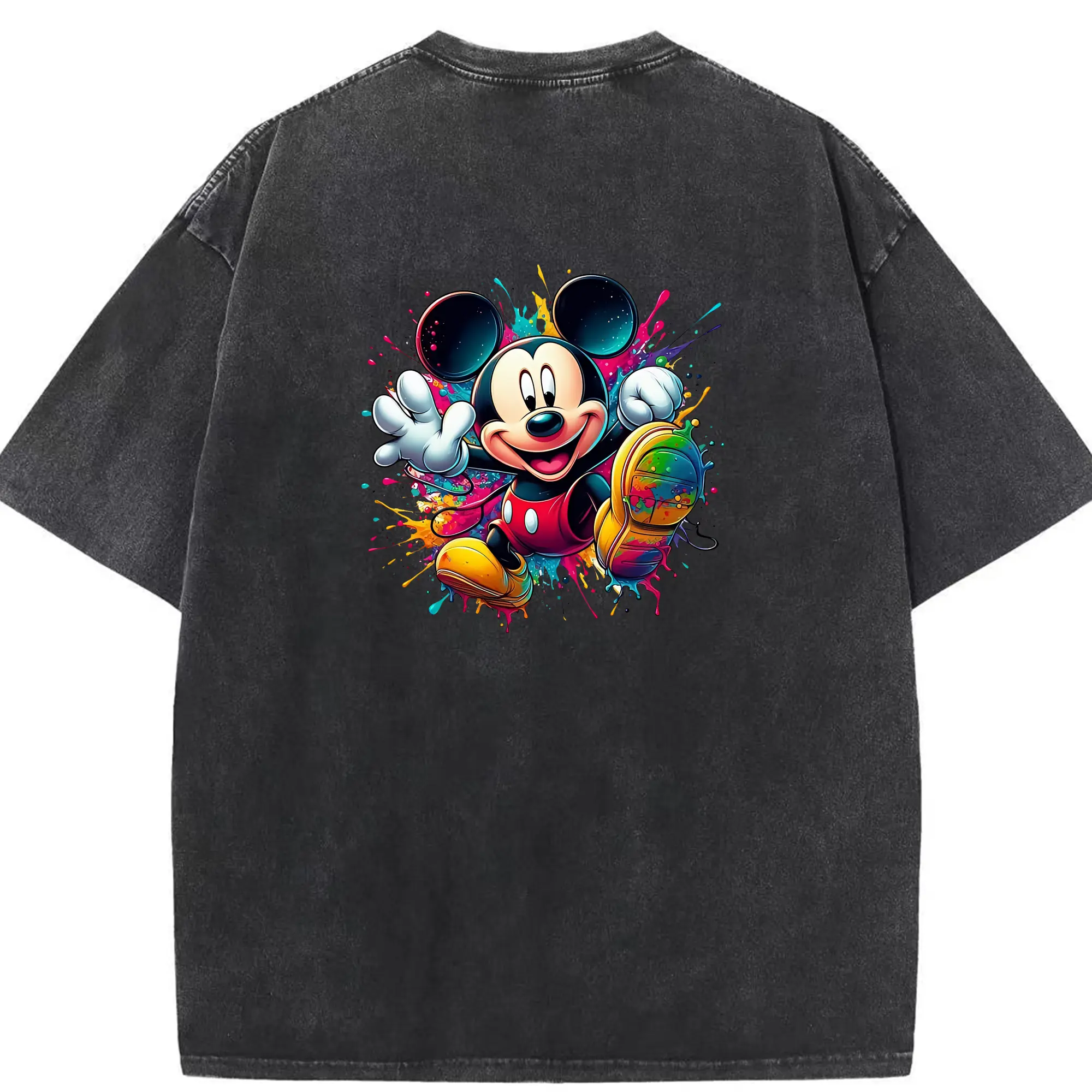 ミッキーマウス（Mickey Mouse） グッズ ミッキーマウス（Mickey Mouse） - 綿100％ ヴィンテージ風 半袖Tシャツ ・ 背面プリント ・ 柔らか肌触り ・ 通気性 快適 ・ スポーツ カジュアル 外出用