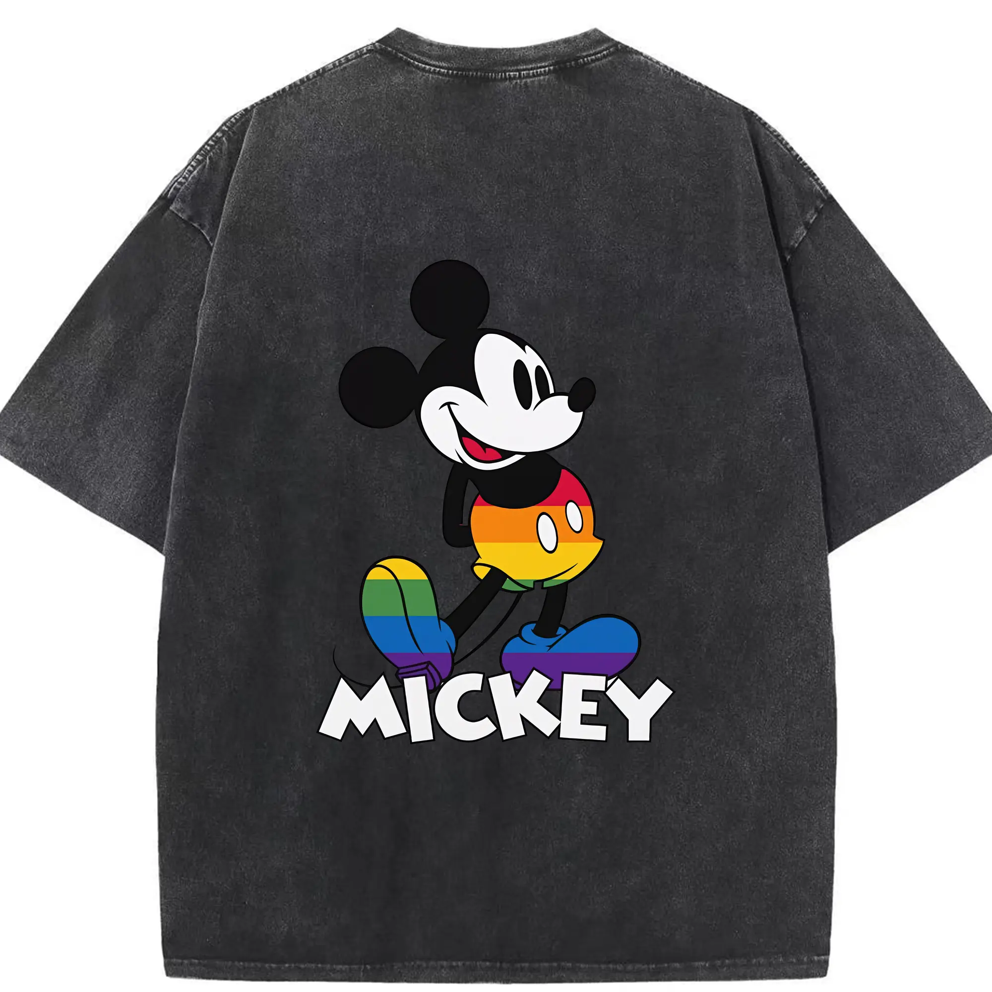 ミッキーマウス（Mickey Mouse） グッズ ミッキーマウス（Mickey Mouse） - 綿100％ ヴィンテージ風 半袖Tシャツ ・ 背面プリント ・ 柔らか肌触り ・ 通気性 快適 ・ スポーツ カジュアル 外出用