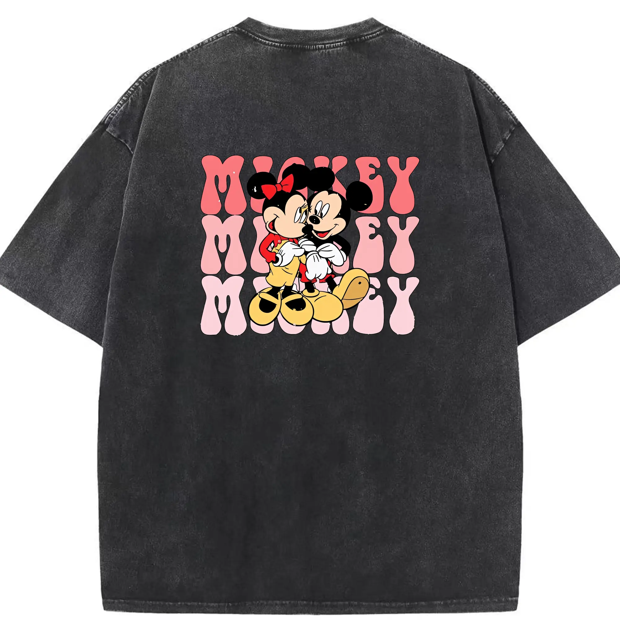 ミッキーマウス（Mickey Mouse） グッズ ミッキーマウス（Mickey Mouse） - 綿100％ ヴィンテージ風 半袖Tシャツ ・ 背面プリント ・ 柔らか肌触り ・ 通気性 快適 ・ スポーツ カジュアル 外出用