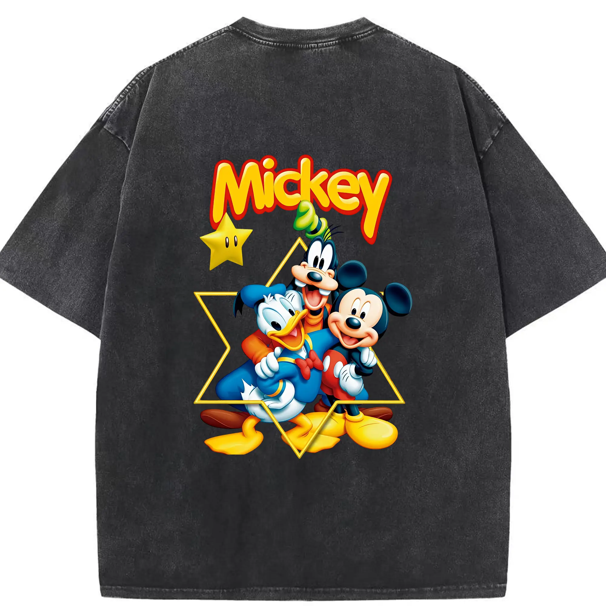 ミッキーマウス（Mickey Mouse） グッズ ミッキーマウス（Mickey Mouse） - 綿100％ ヴィンテージ風 半袖Tシャツ ・ 背面プリント ・ 柔らか肌触り ・ 通気性 快適 ・ スポーツ カジュアル 外出用
