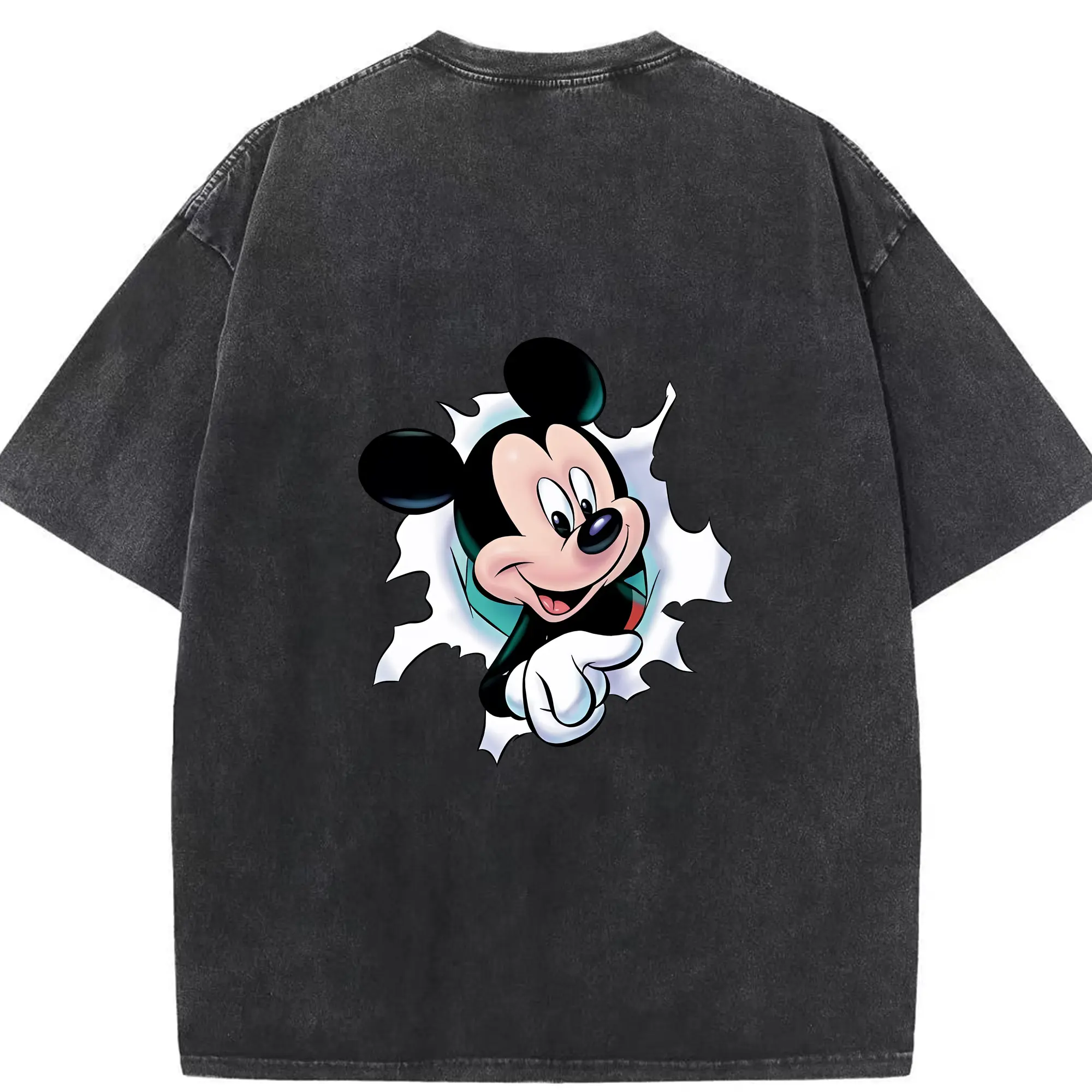 ミッキーマウス（Mickey Mouse） グッズ ミッキーマウス（Mickey Mouse） - 綿100％ ヴィンテージ風 半袖Tシャツ ・ 背面プリント ・ 柔らか肌触り ・ 通気性 快適 ・ スポーツ カジュアル 外出用