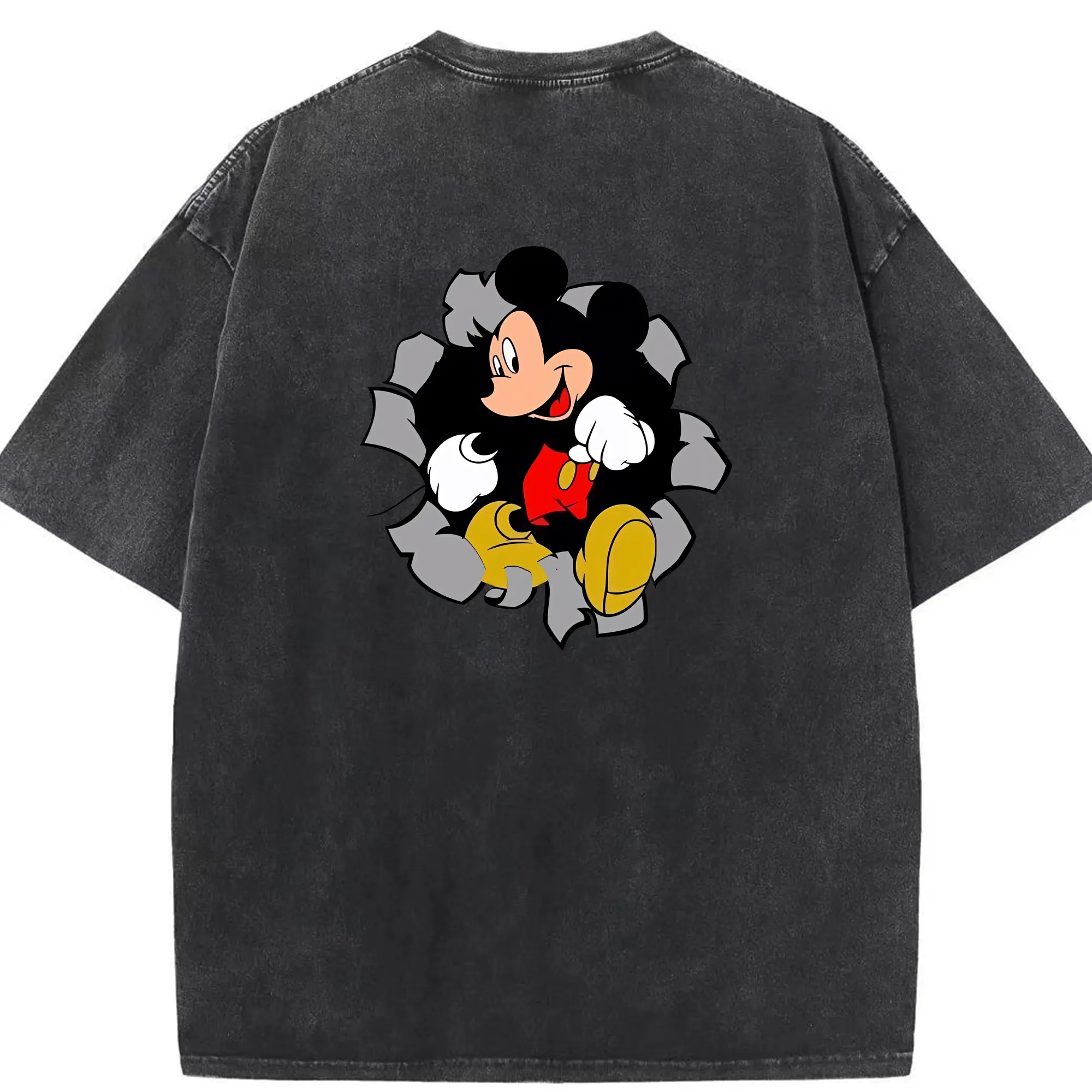 ミッキーマウス（Mickey Mouse） グッズ ミッキーマウス（Mickey Mouse） - 綿100％ ヴィンテージ風 半袖Tシャツ ・ 背面プリント ・ 柔らか肌触り ・ 通気性 快適 ・ スポーツ カジュアル 外出用