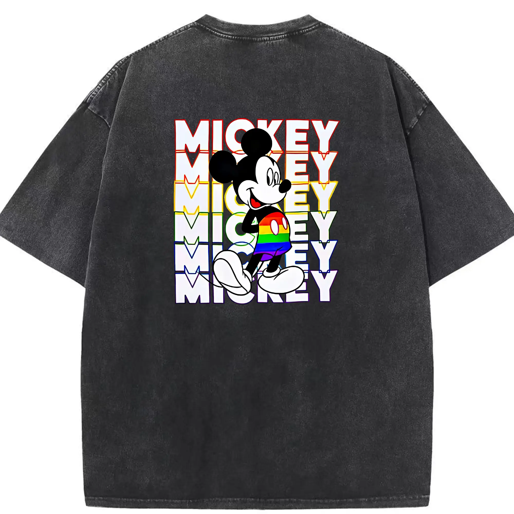 ミッキーマウス（Mickey Mouse） グッズ ミッキーマウス（Mickey Mouse） - 綿100％ ヴィンテージ風 半袖Tシャツ ・ 背面プリント ・ 柔らか肌触り ・ 通気性 快適 ・ スポーツ カジュアル 外出用