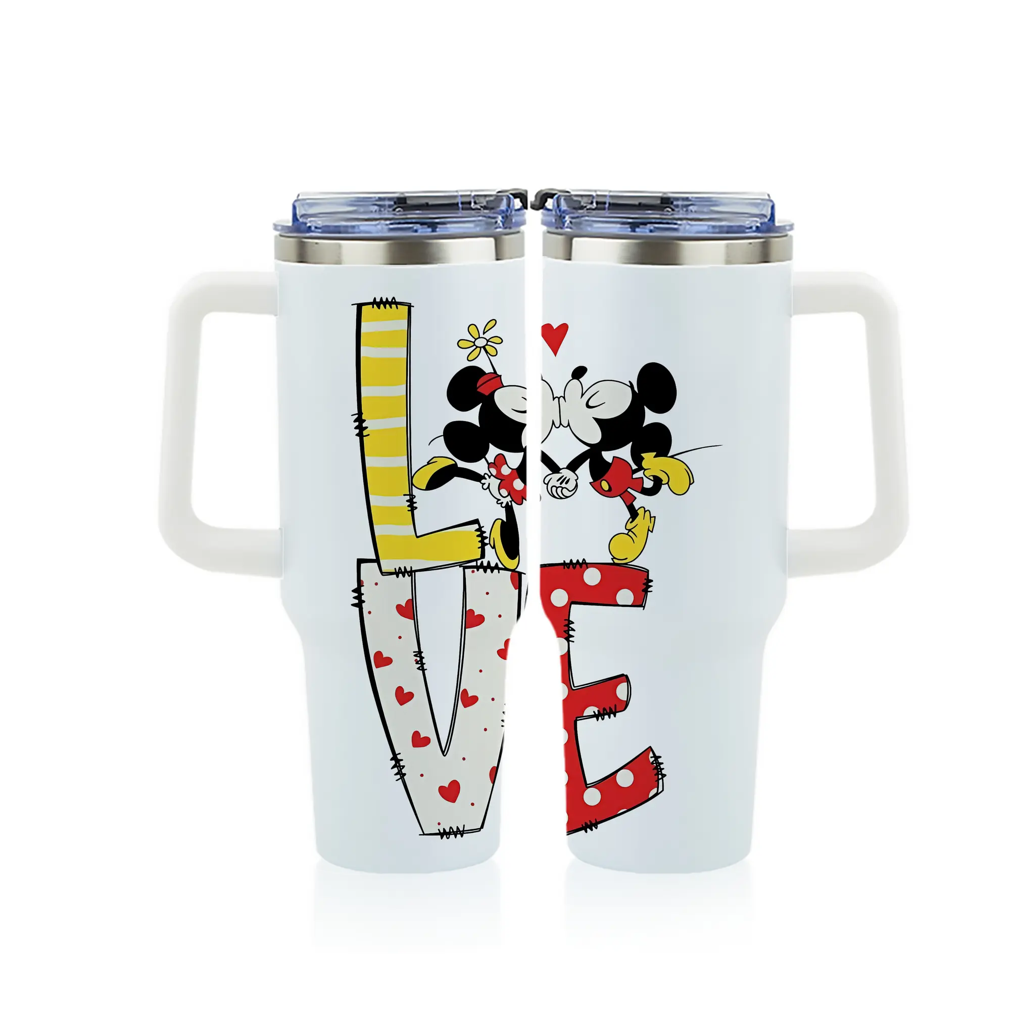 ミッキーマウス（Mickey Mouse） グッズ ミニーマウス（Minnie Mouse） - 1200mL フルプリント車用タンブラー ・ 304ステンレス 内側 ・ 201ステンレス 外側 ・ 保温 保冷 ・ 通勤 ドライブ アウトドア用
