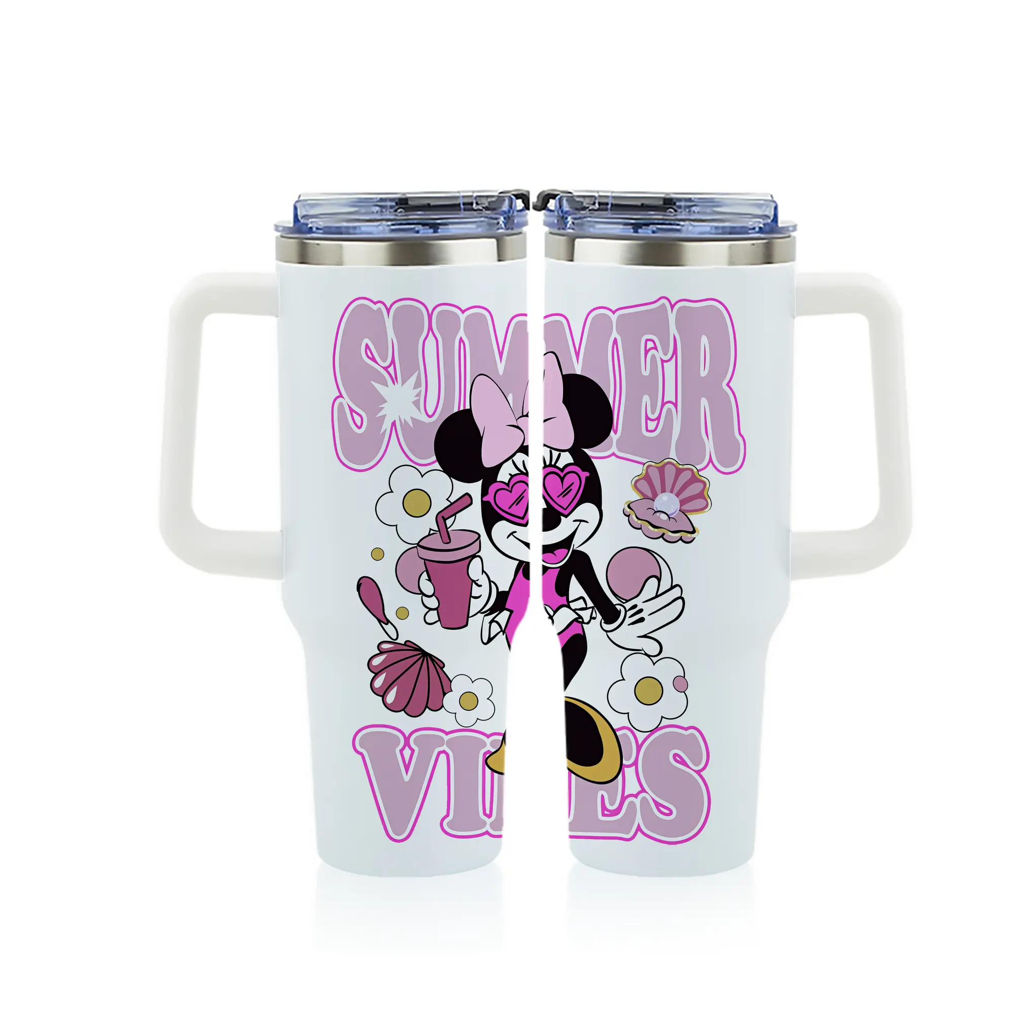 ミッキーマウス（Mickey Mouse） グッズ ミニーマウス（Minnie Mouse） - 1200mL フルプリント車用タンブラー ・ 304ステンレス 内側 ・ 201ステンレス 外側 ・ 保温 保冷 ・ 通勤 ドライブ アウトドア用