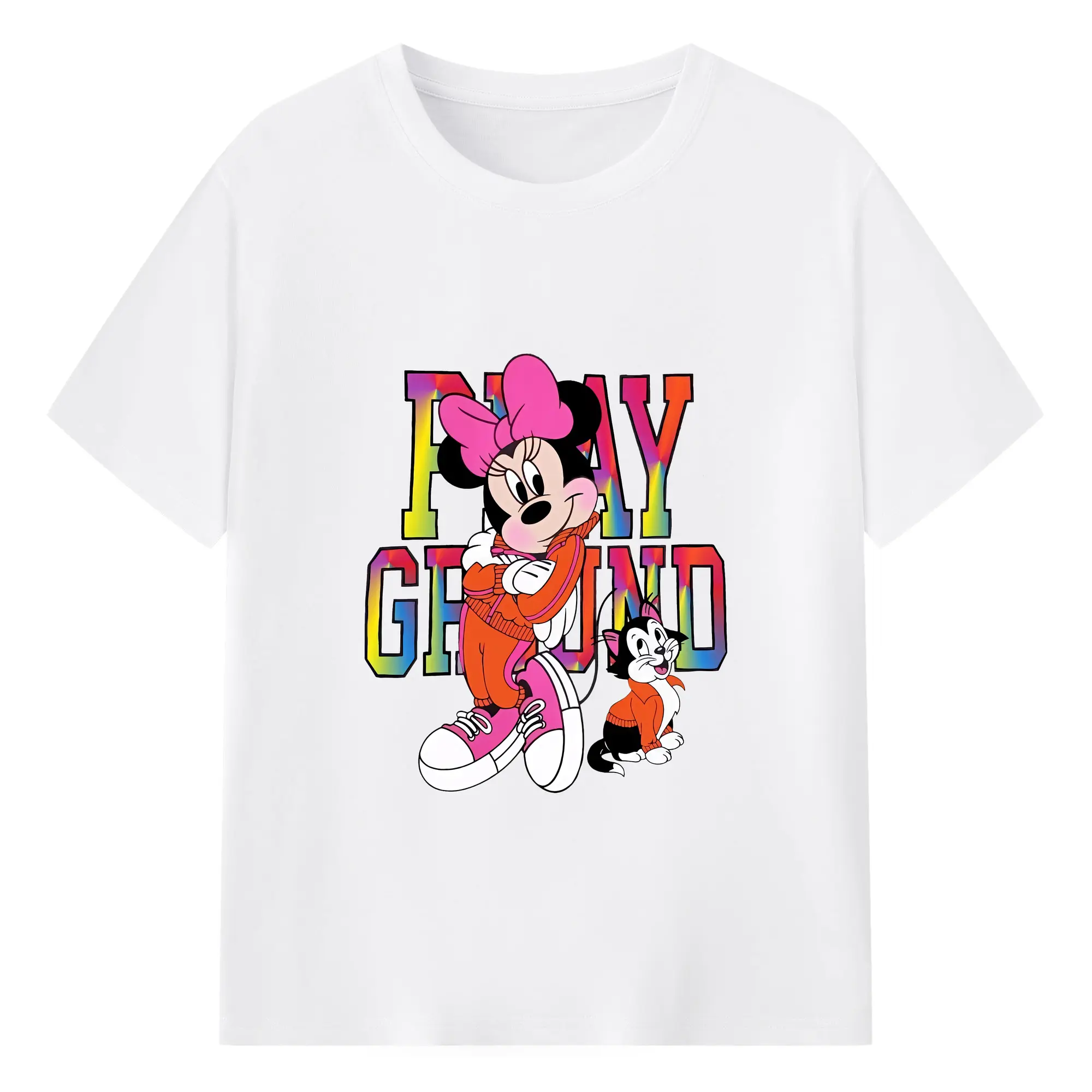 ミッキーマウス（Mickey Mouse） グッズ ミニーマウス（Minnie Mouse） - 綿100％ 半袖Tシャツ ・ フロントプリント ・ 快適 通気性 ・ 日常使い 散歩 スポーツ用