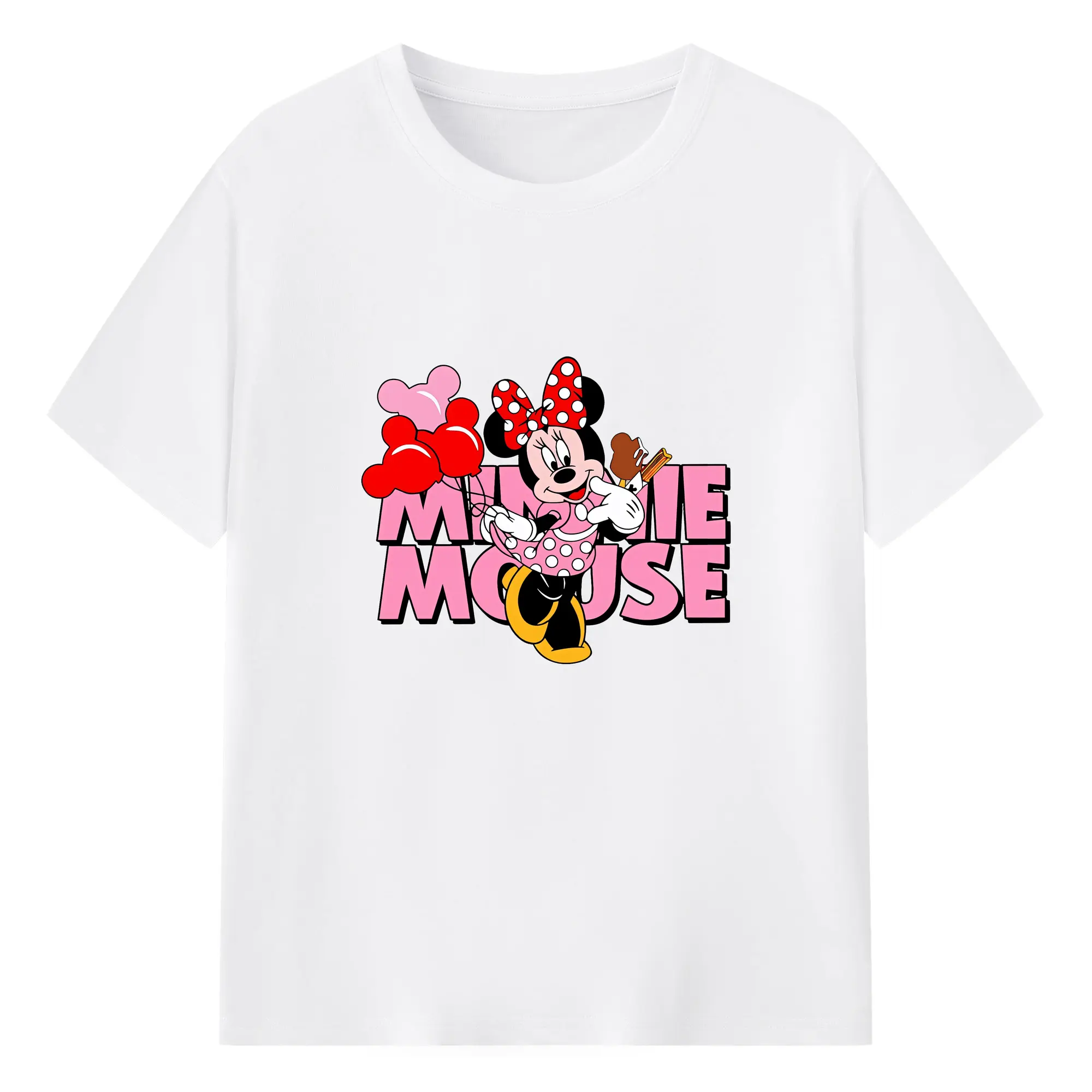 ミッキーマウス（Mickey Mouse） グッズ ミニーマウス（Minnie Mouse） - 綿100％ 半袖Tシャツ ・ フロントプリント ・ 快適 通気性 ・ 日常使い 散歩 スポーツ用
