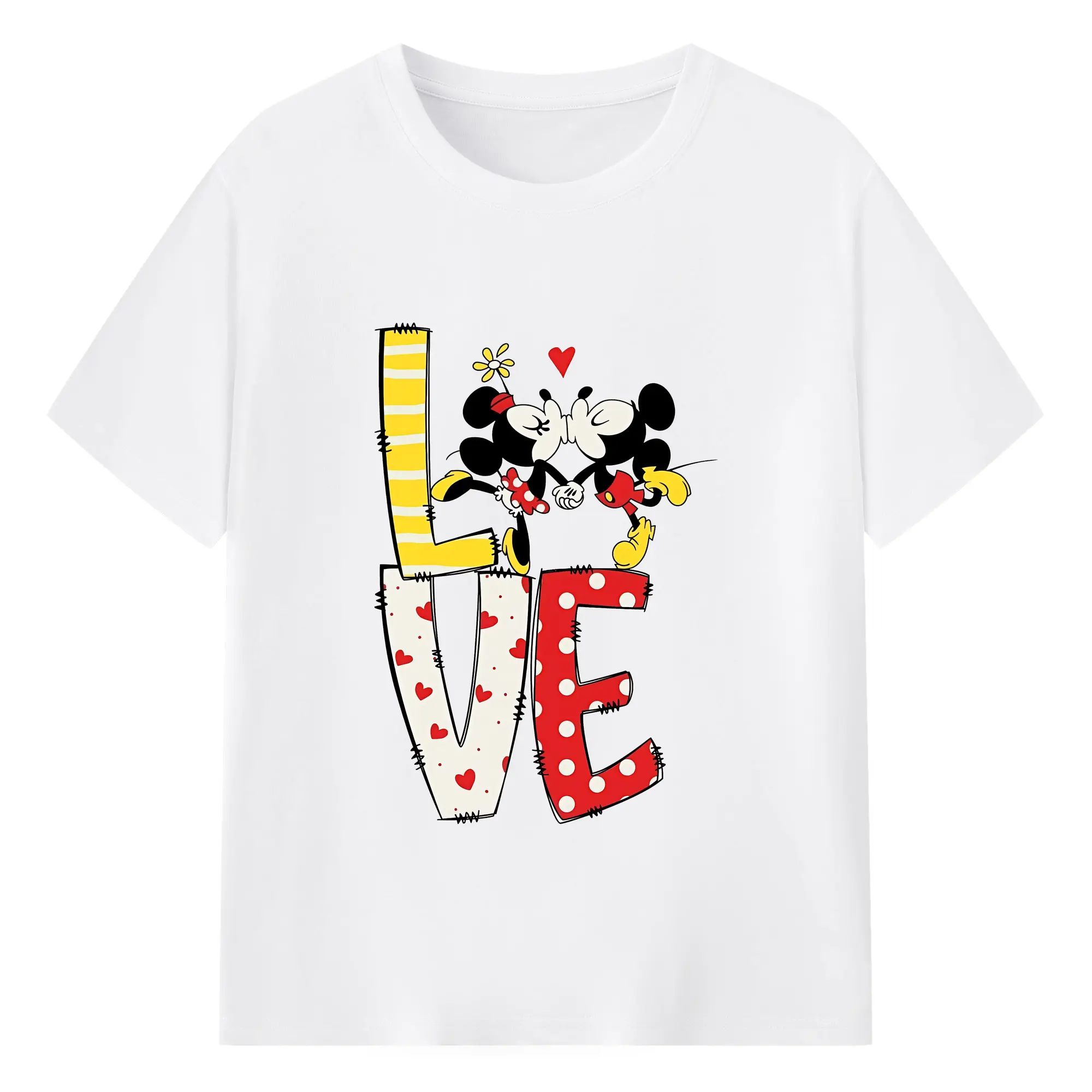 ミッキーマウス（Mickey Mouse） グッズ ミニーマウス（Minnie Mouse） - 綿100％ 半袖Tシャツ ・ フロントプリント ・ 快適 通気性 ・ 日常使い 散歩 スポーツ用