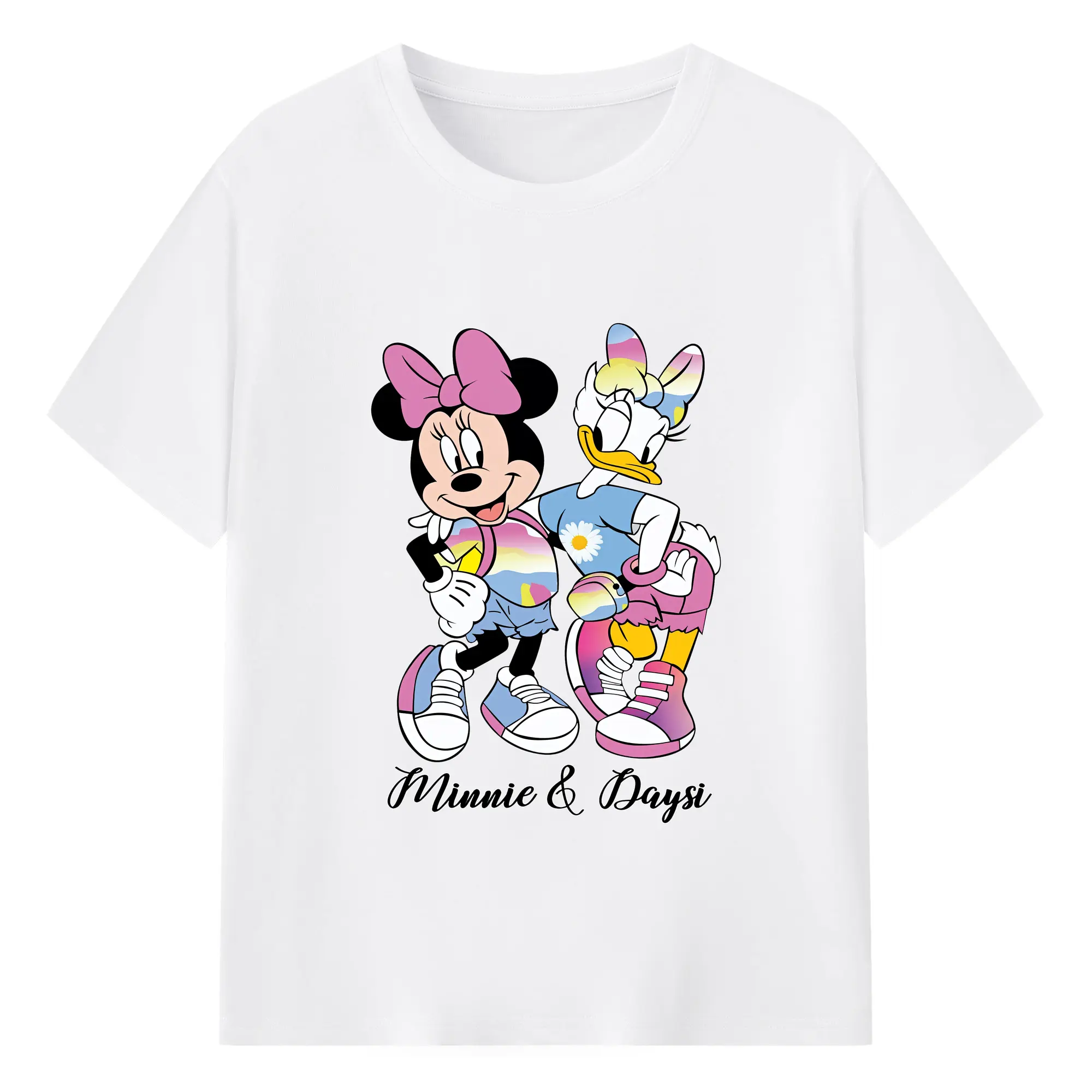 ミッキーマウス（Mickey Mouse） グッズ ミニーマウス（Minnie Mouse） - 綿100％ 半袖Tシャツ ・ フロントプリント ・ 快適 通気性 ・ 日常使い 散歩 スポーツ用