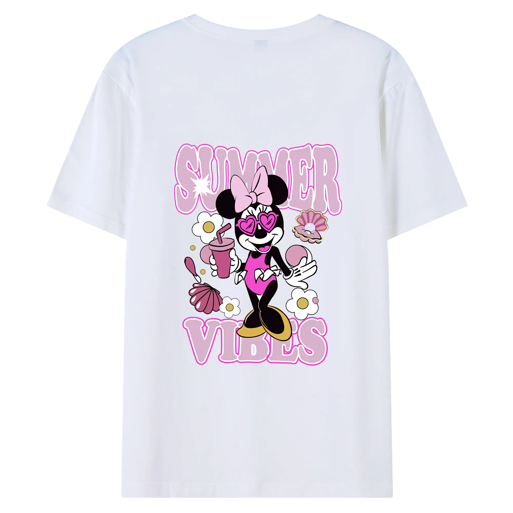 ミッキーマウス（Mickey Mouse） グッズ ミニーマウス（Minnie Mouse） - 綿100％ 半袖Tシャツ ・ バックプリント ・ 快適 通気性 ・ 日常使い 散歩 スポーツ用
