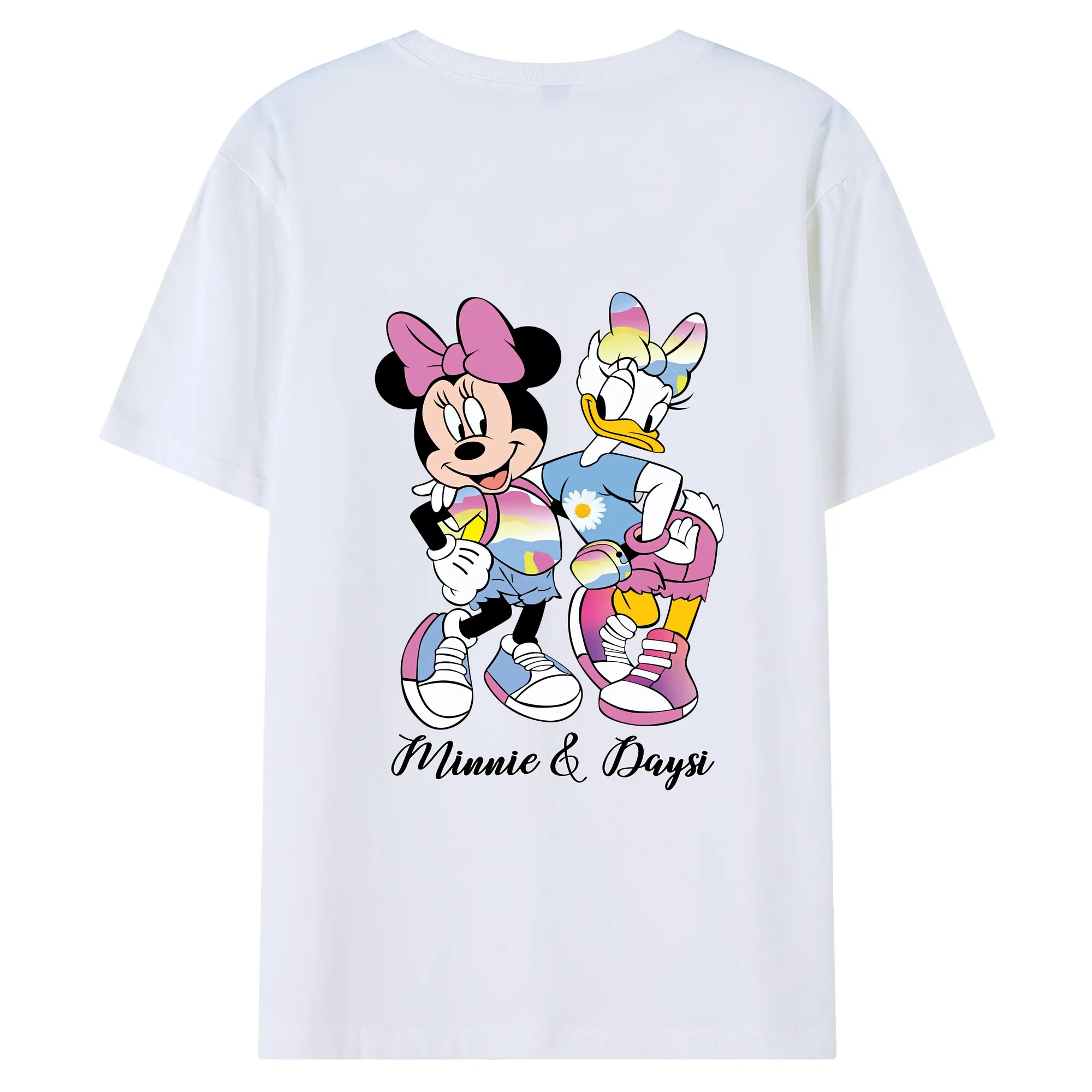 ミッキーマウス（Mickey Mouse） グッズ ミニーマウス（Minnie Mouse） - 綿100％ 半袖Tシャツ ・ バックプリント ・ 快適 通気性 ・ 日常使い 散歩 スポーツ用