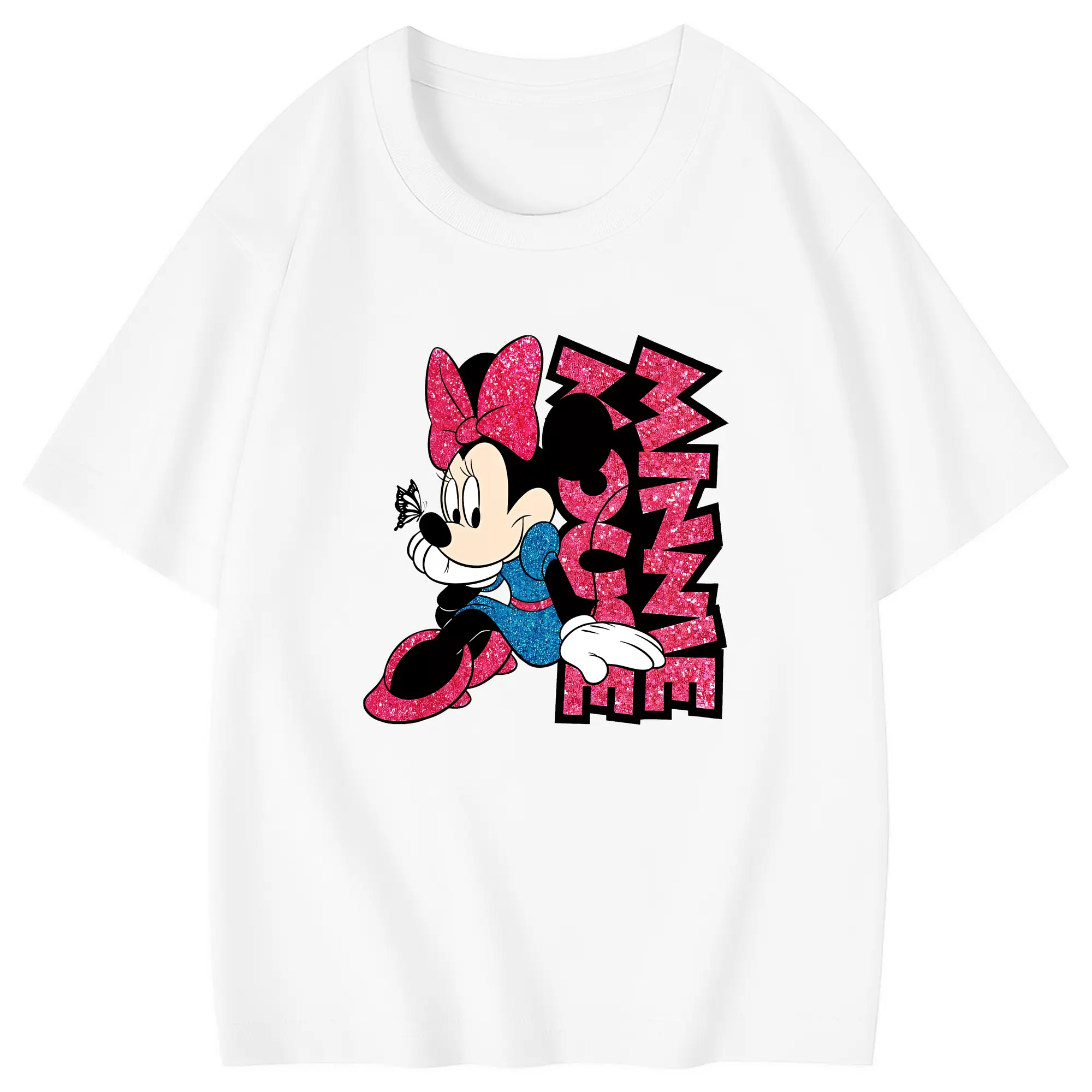 ミッキーマウス（Mickey Mouse） グッズ ミニーマウス（Minnie Mouse） - 綿100％ キッズTシャツ ・ フロントプリント ・ 快適 通気性 ・ スポーツ カジュアル 散歩用