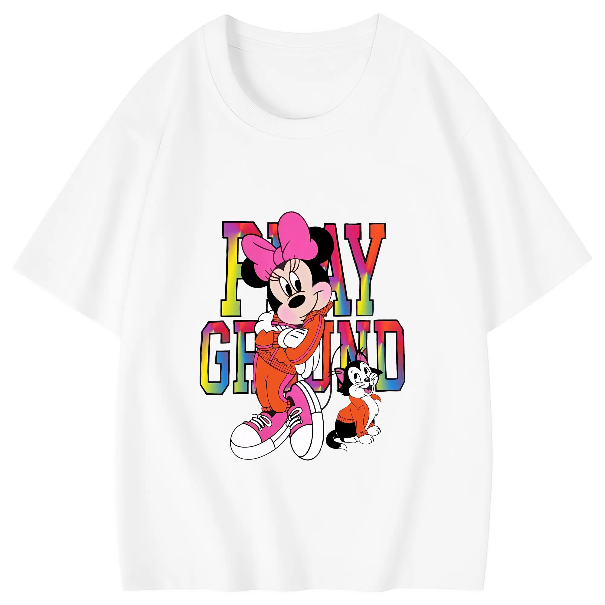 ミッキーマウス（Mickey Mouse） グッズ ミニーマウス（Minnie Mouse） - 綿100％ キッズTシャツ ・ フロントプリント ・ 快適 通気性 ・ スポーツ カジュアル 散歩用