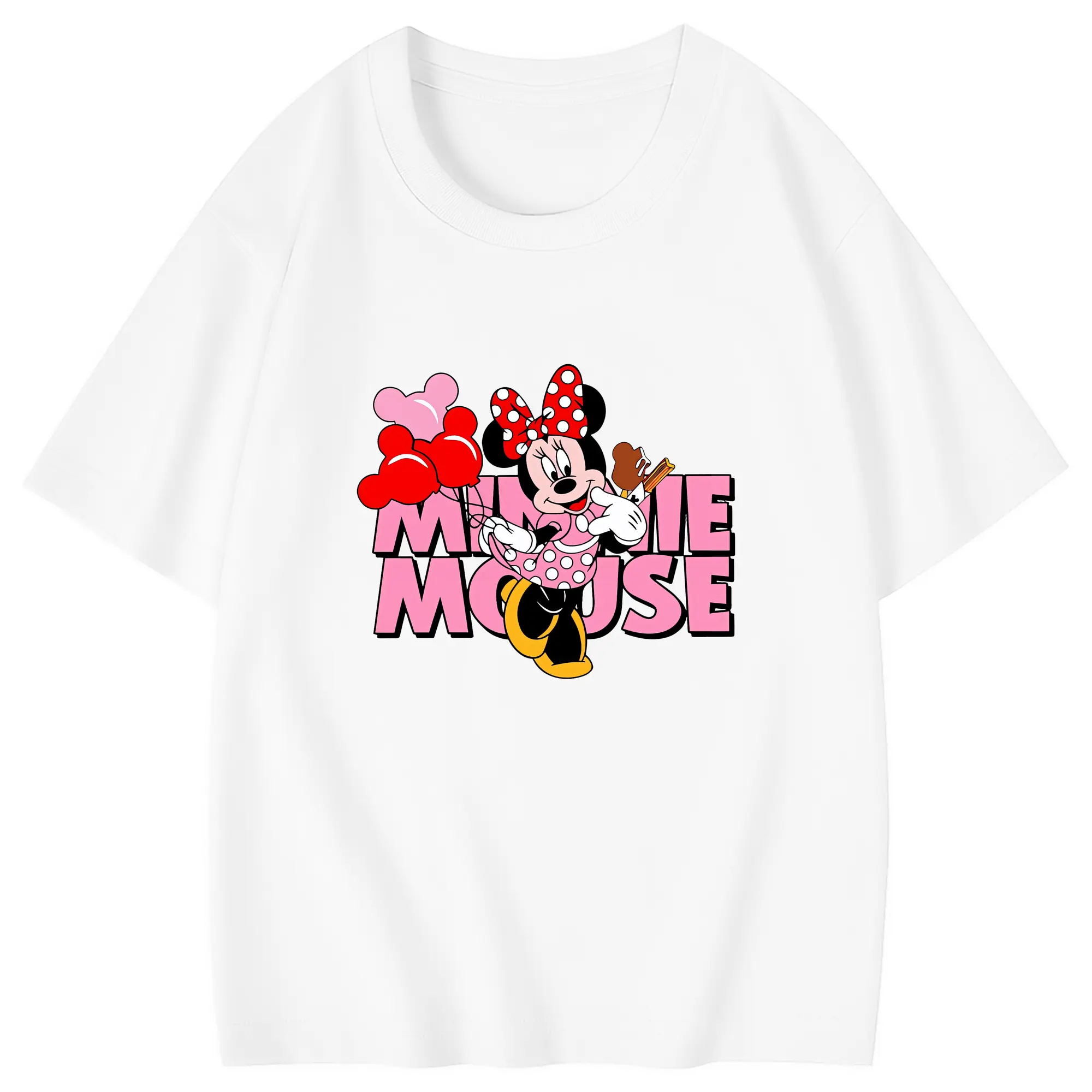 ミッキーマウス（Mickey Mouse） グッズ ミニーマウス（Minnie Mouse） - 綿100％ キッズTシャツ ・ フロントプリント ・ 快適 通気性 ・ スポーツ カジュアル 散歩用