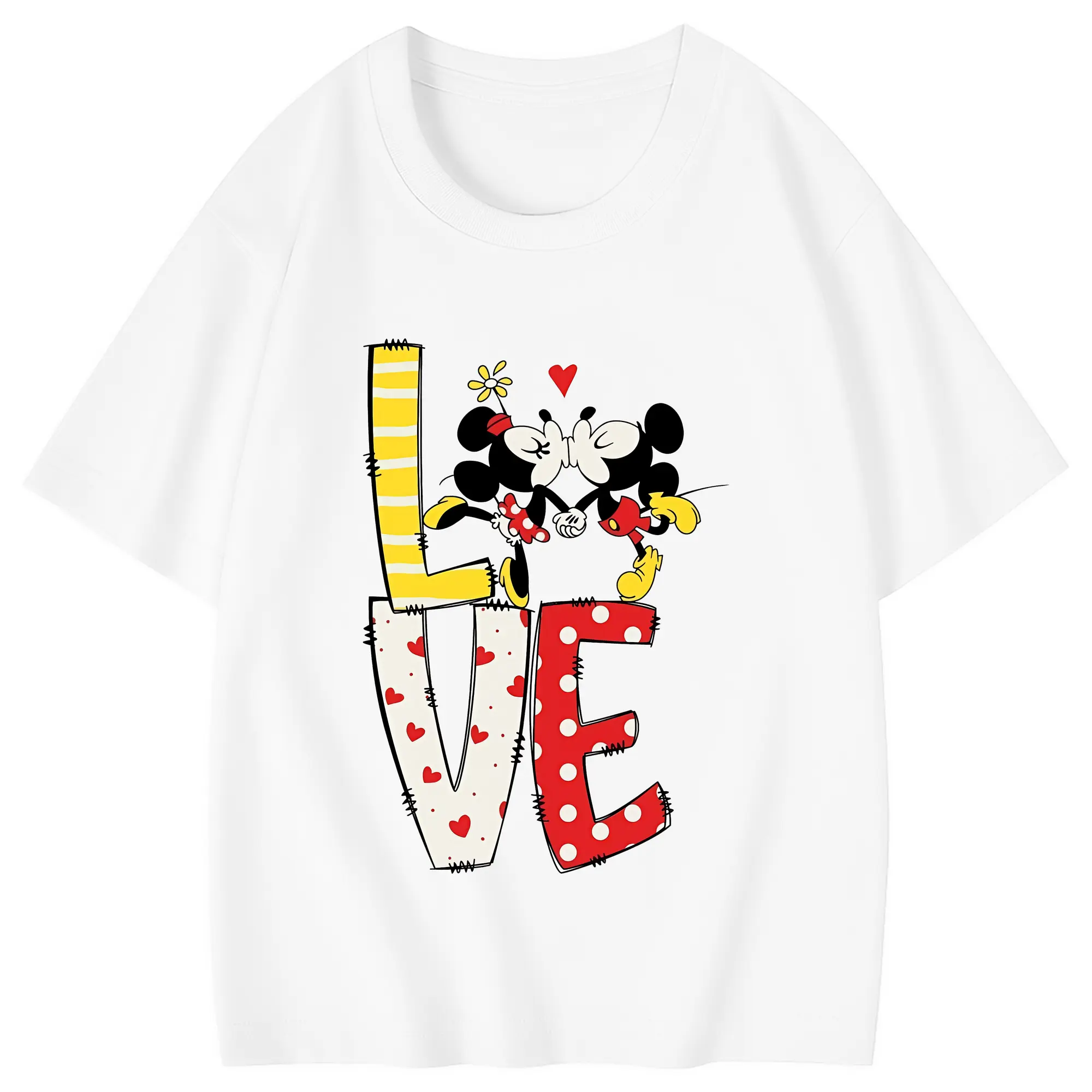 ミッキーマウス（Mickey Mouse） グッズ ミニーマウス（Minnie Mouse） - 綿100％ キッズTシャツ ・ フロントプリント ・ 快適 通気性 ・ スポーツ カジュアル 散歩用