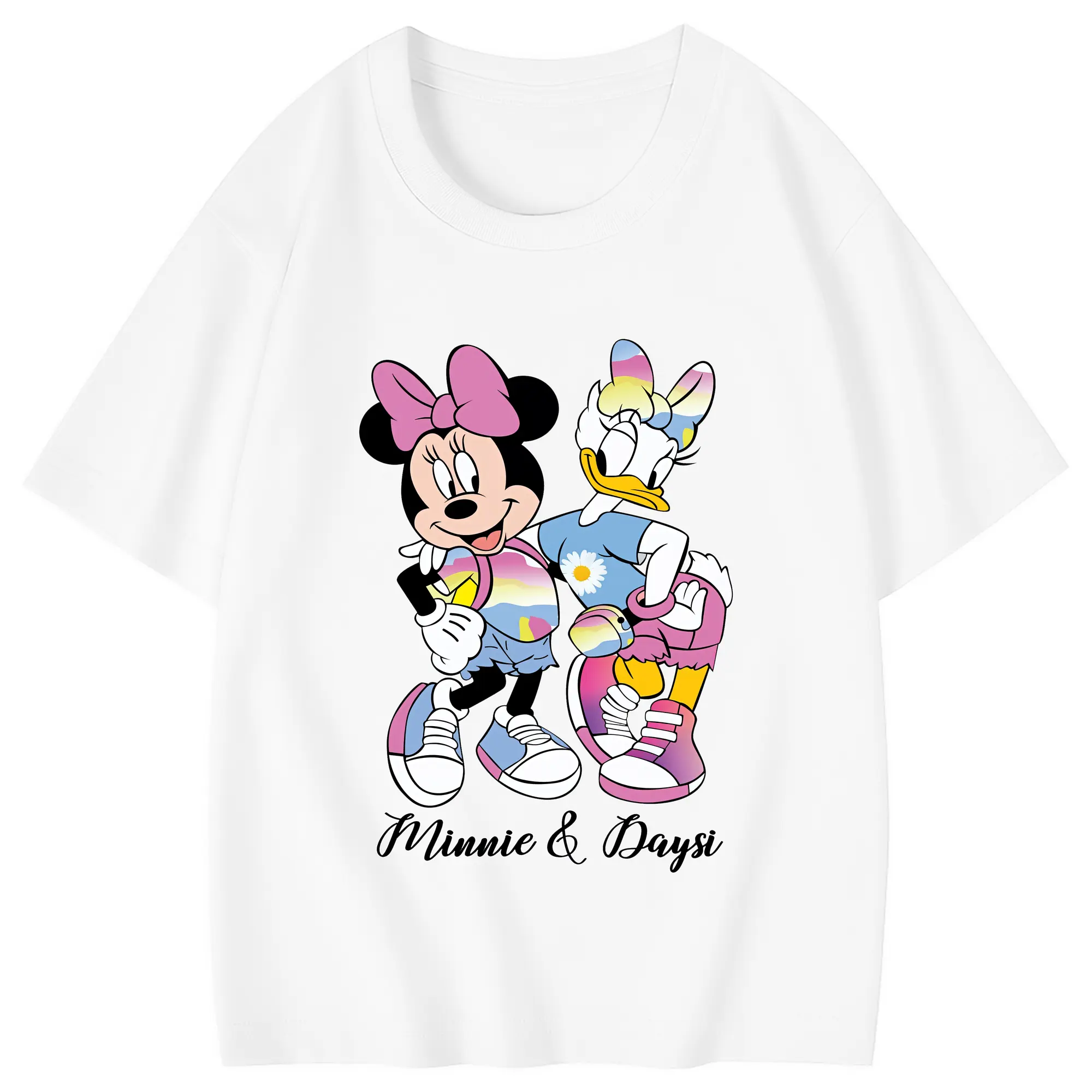 ミッキーマウス（Mickey Mouse） グッズ ミニーマウス（Minnie Mouse） - 綿100％ キッズTシャツ ・ フロントプリント ・ 快適 通気性 ・ スポーツ カジュアル 散歩用