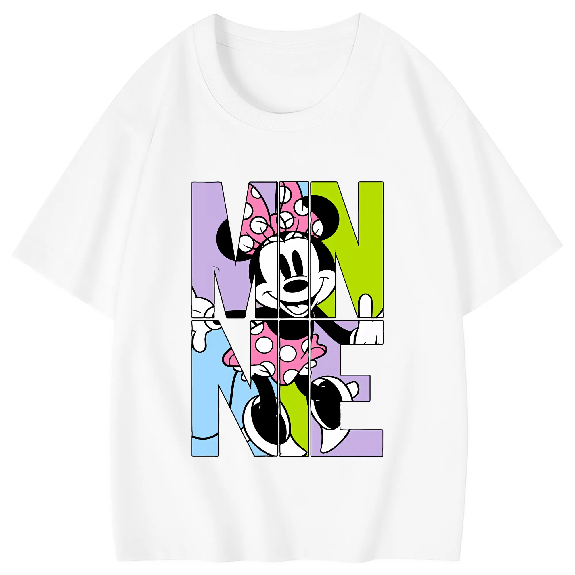 ミッキーマウス（Mickey Mouse） グッズ ミニーマウス（Minnie Mouse） - 綿100％ キッズTシャツ ・ フロントプリント ・ 快適 通気性 ・ スポーツ カジュアル 散歩用