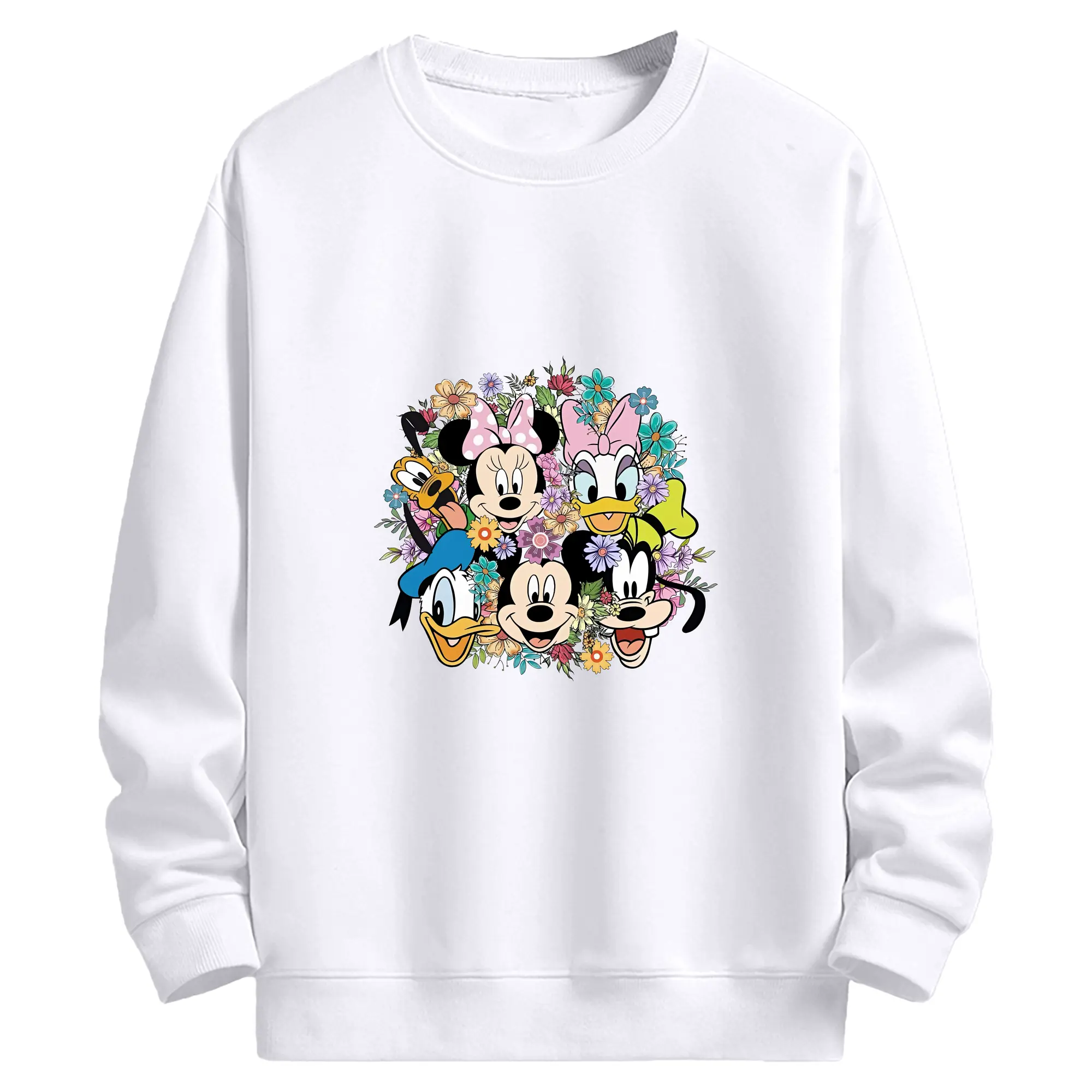 ミッキーマウス（Mickey Mouse） グッズ ミニーマウス（Minnie Mouse） - 高品質 クルーネック スウェット ・ コットン59％ ポリエステル41％ ・ ユニセックス 長袖 トレーナー ・ カジュアル デイリー スポーツ 散歩用