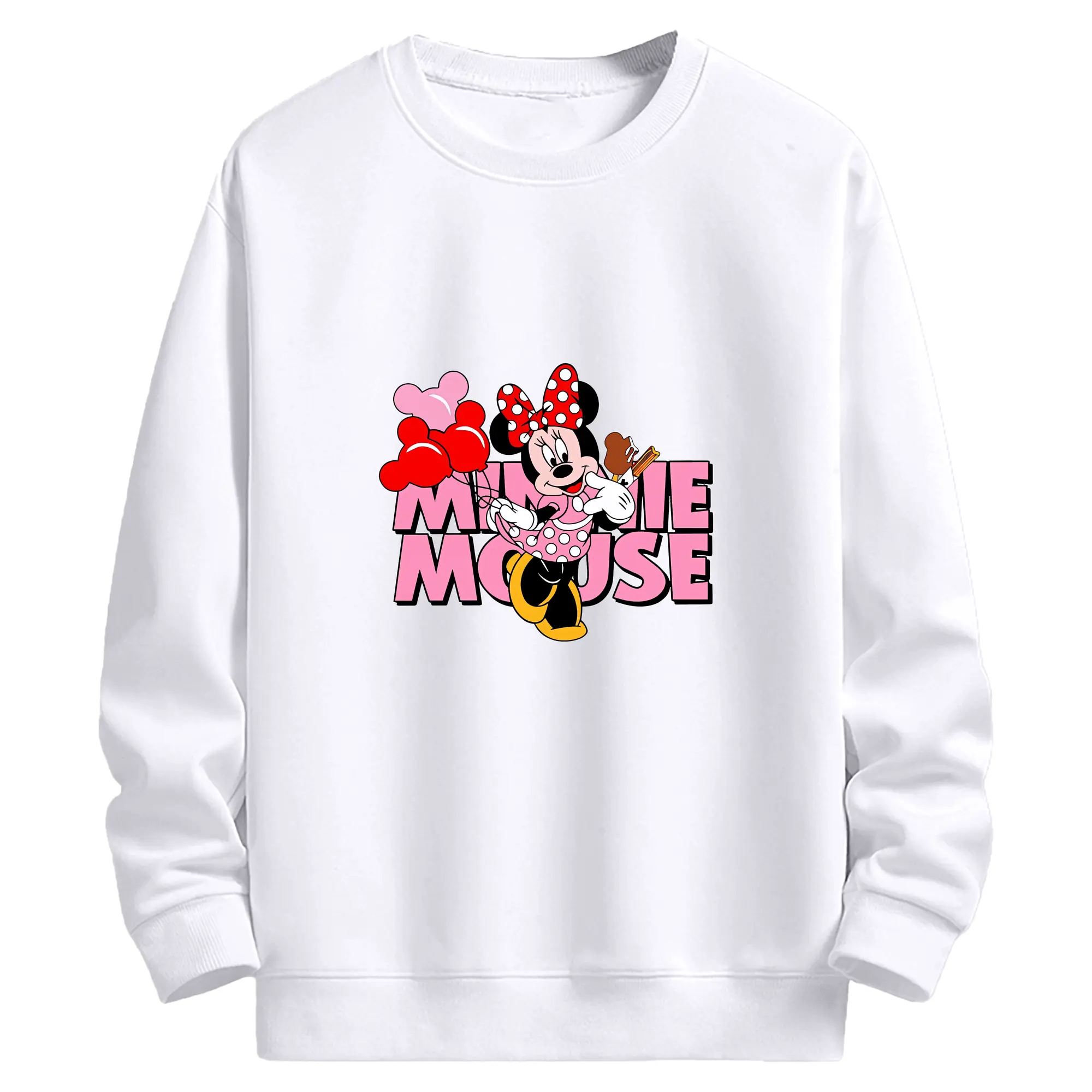 ミッキーマウス（Mickey Mouse） グッズ ミニーマウス（Minnie Mouse） - 高品質 クルーネック スウェット ・ コットン59％ ポリエステル41％ ・ ユニセックス 長袖 トレーナー ・ カジュアル デイリー スポーツ 散歩用