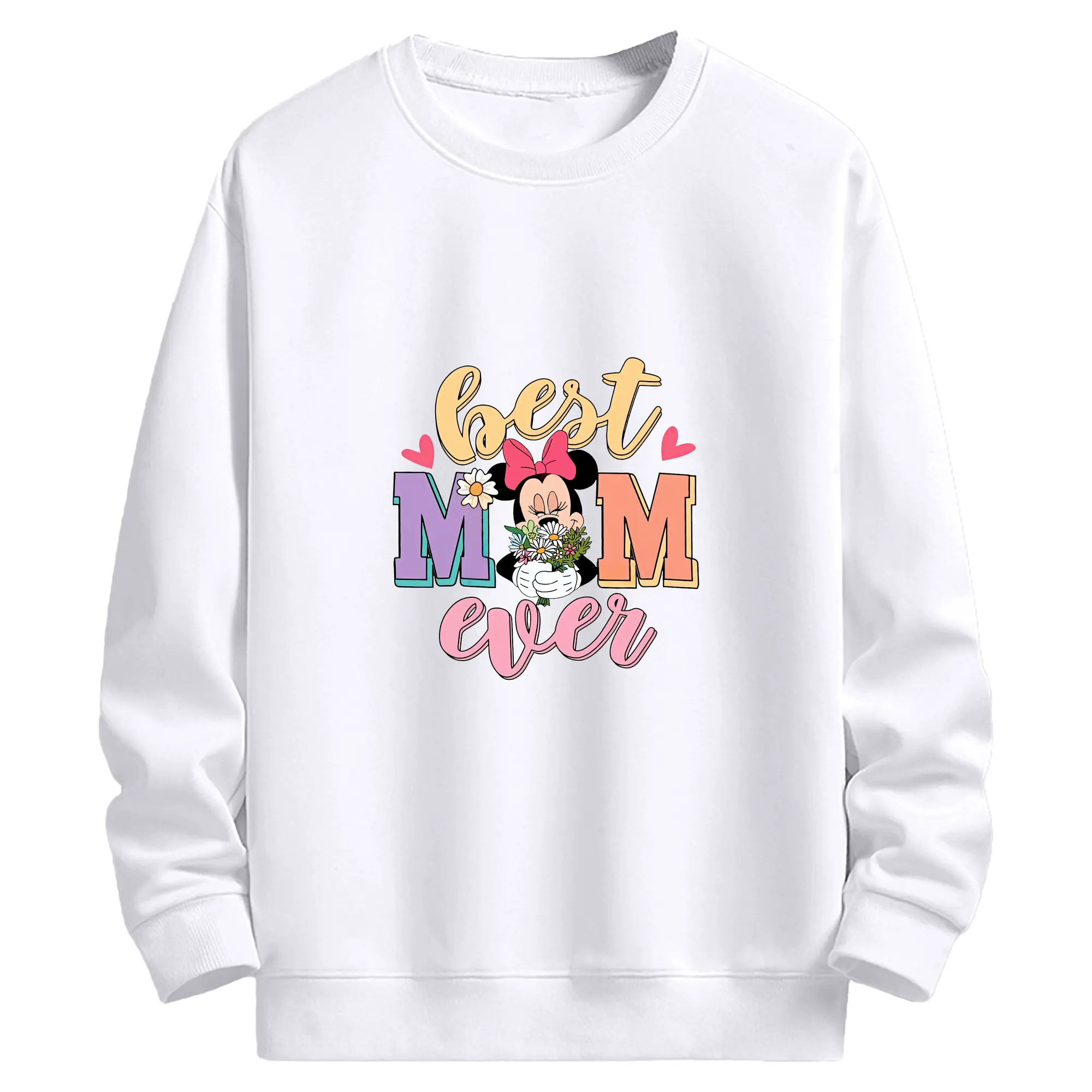 ミッキーマウス（Mickey Mouse） グッズ ミニーマウス（Minnie Mouse） - 高品質 クルーネック スウェット ・ コットン59％ ポリエステル41％ ・ ユニセックス 長袖 トレーナー ・ カジュアル デイリー スポーツ 散歩用