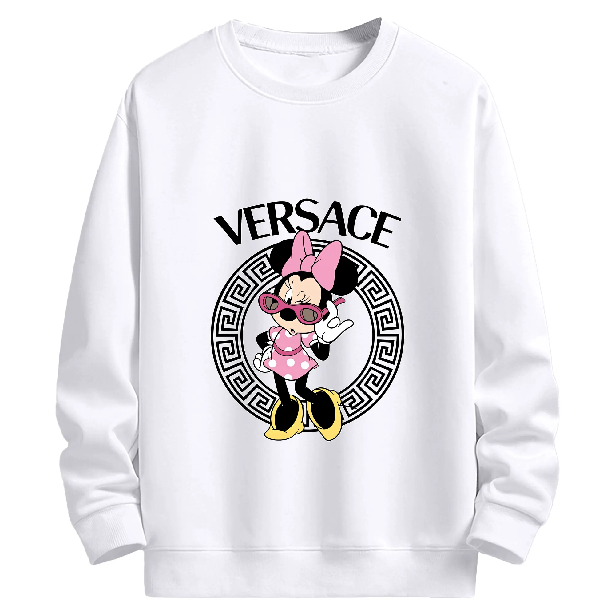 ミッキーマウス（Mickey Mouse） グッズ ミニーマウス（Minnie Mouse） - 高品質 クルーネック スウェット ・ コットン59％ ポリエステル41％ ・ ユニセックス 長袖 トレーナー ・ カジュアル デイリー スポーツ 散歩用