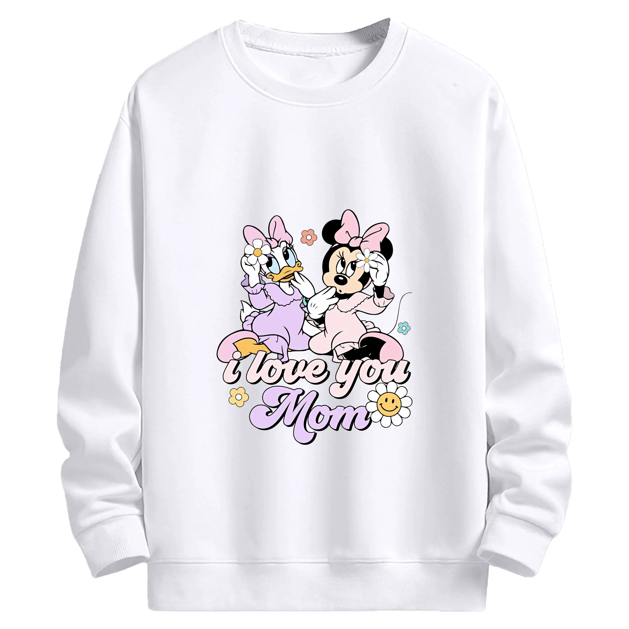 ミッキーマウス（Mickey Mouse） グッズ ミニーマウス（Minnie Mouse） - 高品質 クルーネック スウェット ・ コットン59％ ポリエステル41％ ・ ユニセックス 長袖 トレーナー ・ カジュアル デイリー スポーツ 散歩用