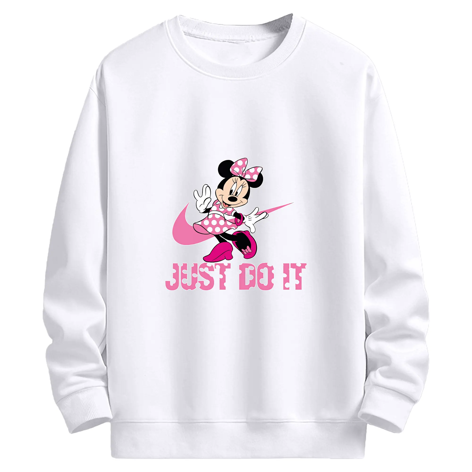 ミッキーマウス（Mickey Mouse） グッズ ミニーマウス（Minnie Mouse） - 高品質 クルーネック スウェット ・ コットン59％ ポリエステル41％ ・ ユニセックス 長袖 トレーナー ・ カジュアル デイリー スポーツ 散歩用