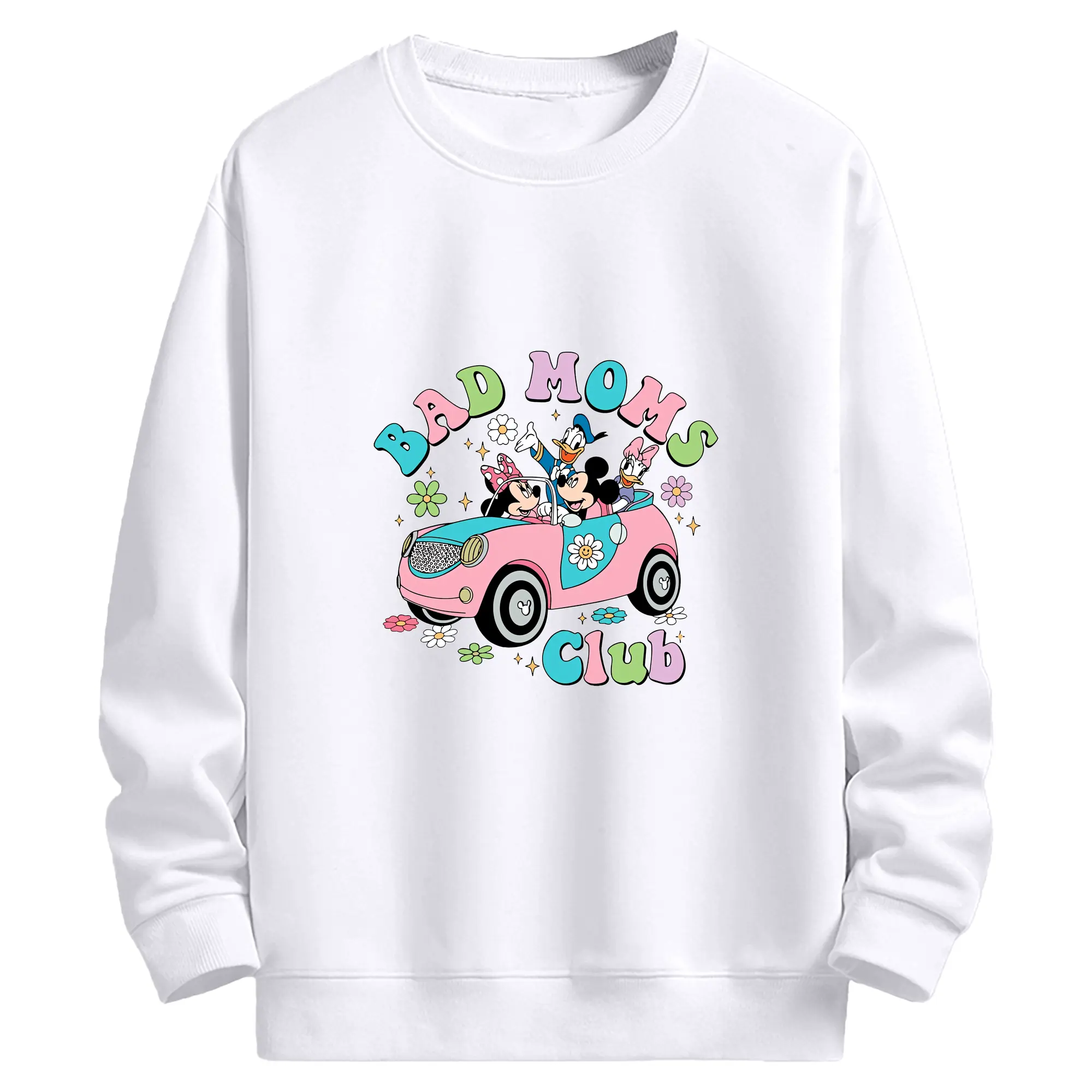 ミッキーマウス（Mickey Mouse） グッズ ミニーマウス（Minnie Mouse） - 高品質 クルーネック スウェット ・ コットン59％ ポリエステル41％ ・ ユニセックス 長袖 トレーナー ・ カジュアル デイリー スポーツ 散歩用