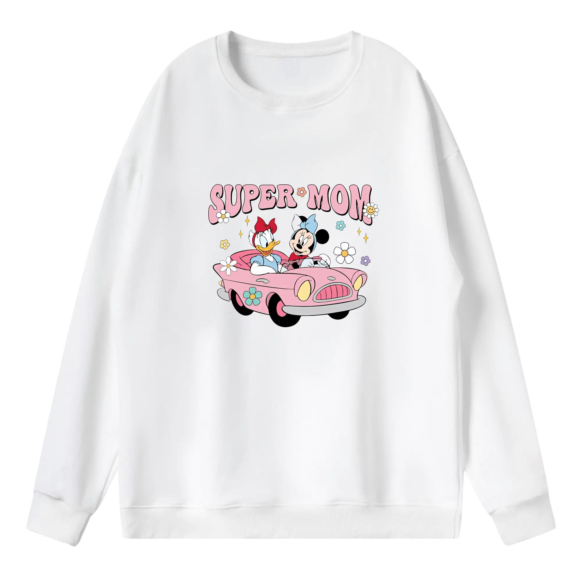 ミッキーマウス（Mickey Mouse） グッズ ミニーマウス（Minnie Mouse） - 薄手 クルーネック スウェット 裏毛260g · ポリエステル 春秋向け カジュアル 男女兼用 · トレーナー デイリー スポーツ 散歩に最適