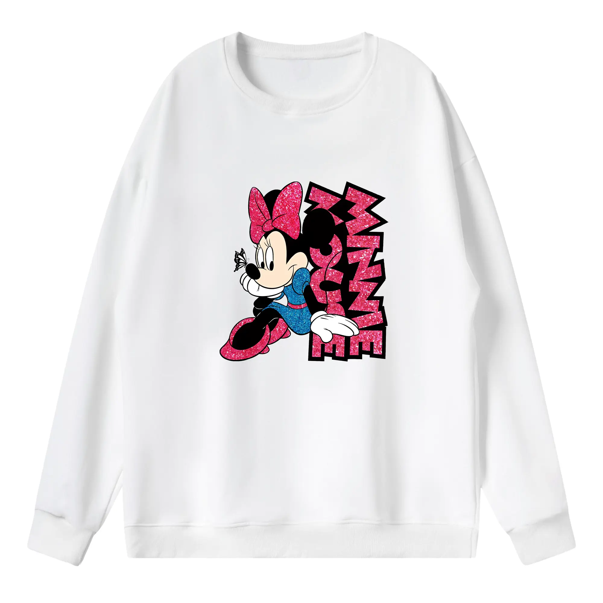 ミッキーマウス（Mickey Mouse） グッズ ミニーマウス（Minnie Mouse） - 薄手 クルーネック スウェット 裏毛260g · ポリエステル 春秋向け カジュアル 男女兼用 · トレーナー デイリー スポーツ 散歩に最適