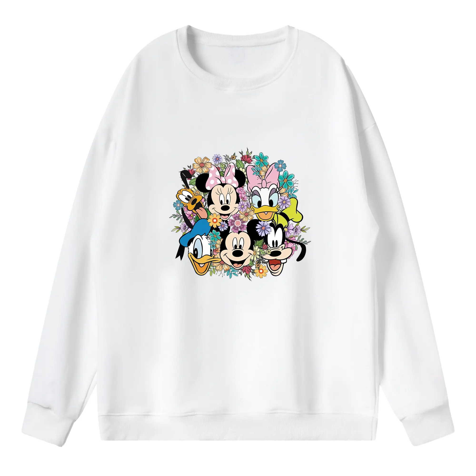 ミッキーマウス（Mickey Mouse） グッズ ミニーマウス（Minnie Mouse） - 薄手 クルーネック スウェット 裏毛260g · ポリエステル 春秋向け カジュアル 男女兼用 · トレーナー デイリー スポーツ 散歩に最適