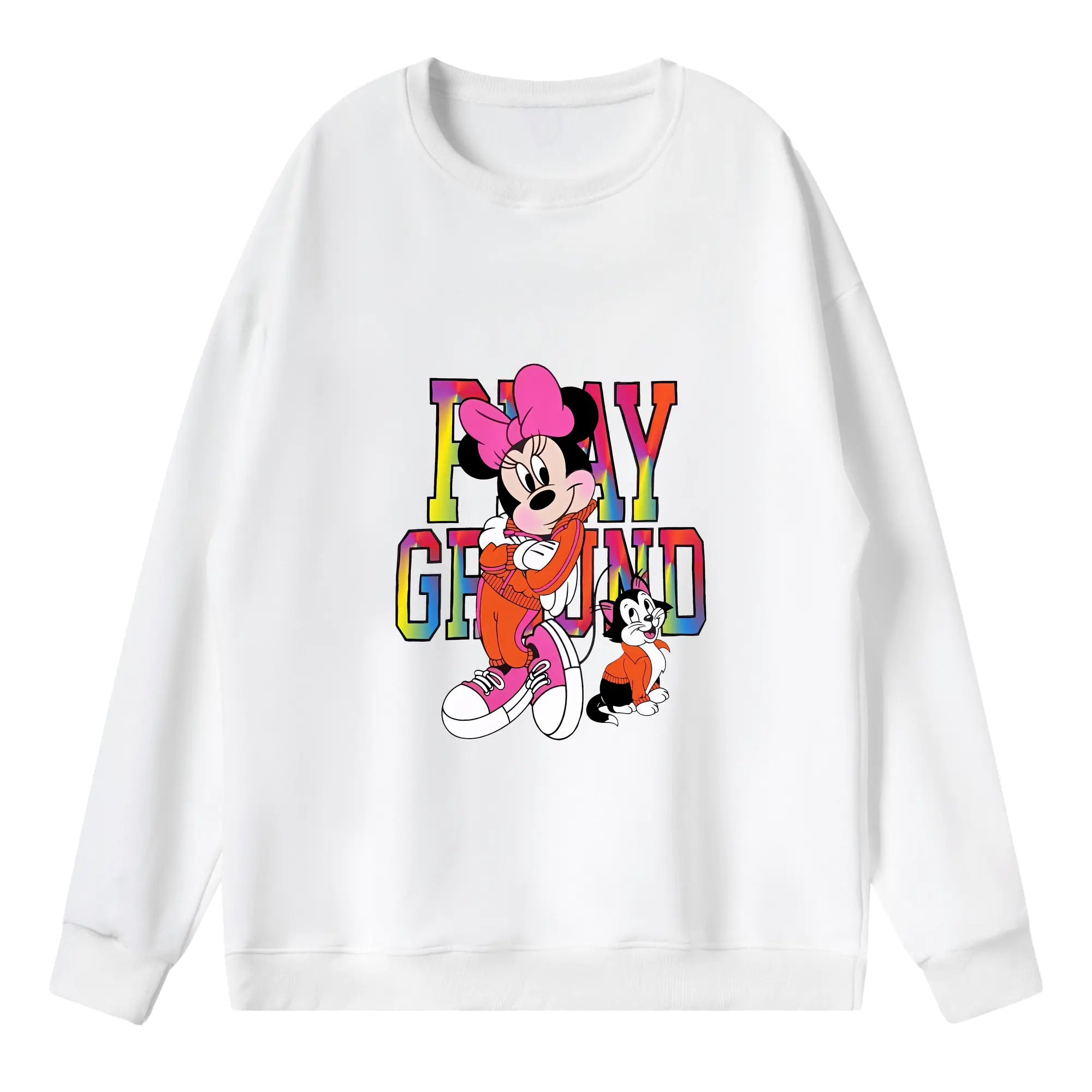 ミッキーマウス（Mickey Mouse） グッズ ミニーマウス（Minnie Mouse） - 薄手 クルーネック スウェット 裏毛260g · ポリエステル 春秋向け カジュアル 男女兼用 · トレーナー デイリー スポーツ 散歩に最適