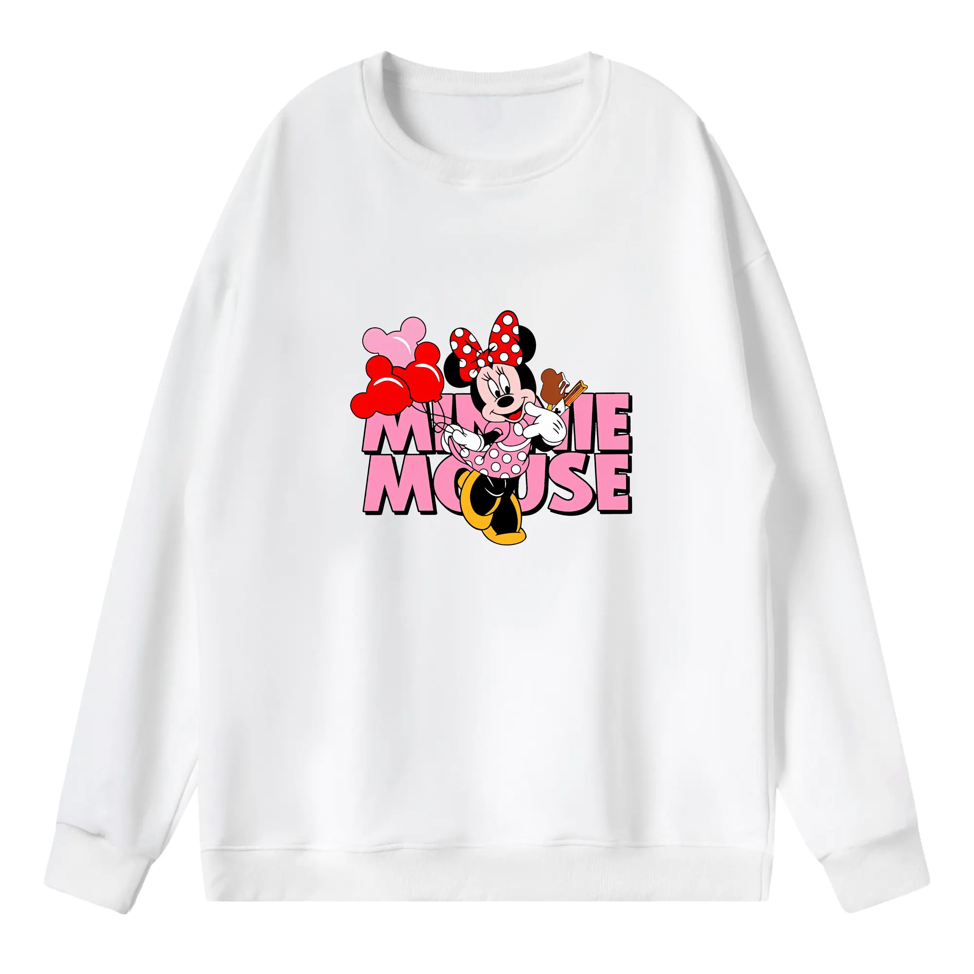 ミッキーマウス（Mickey Mouse） グッズ ミニーマウス（Minnie Mouse） - 薄手 クルーネック スウェット 裏毛260g · ポリエステル 春秋向け カジュアル 男女兼用 · トレーナー デイリー スポーツ 散歩に最適