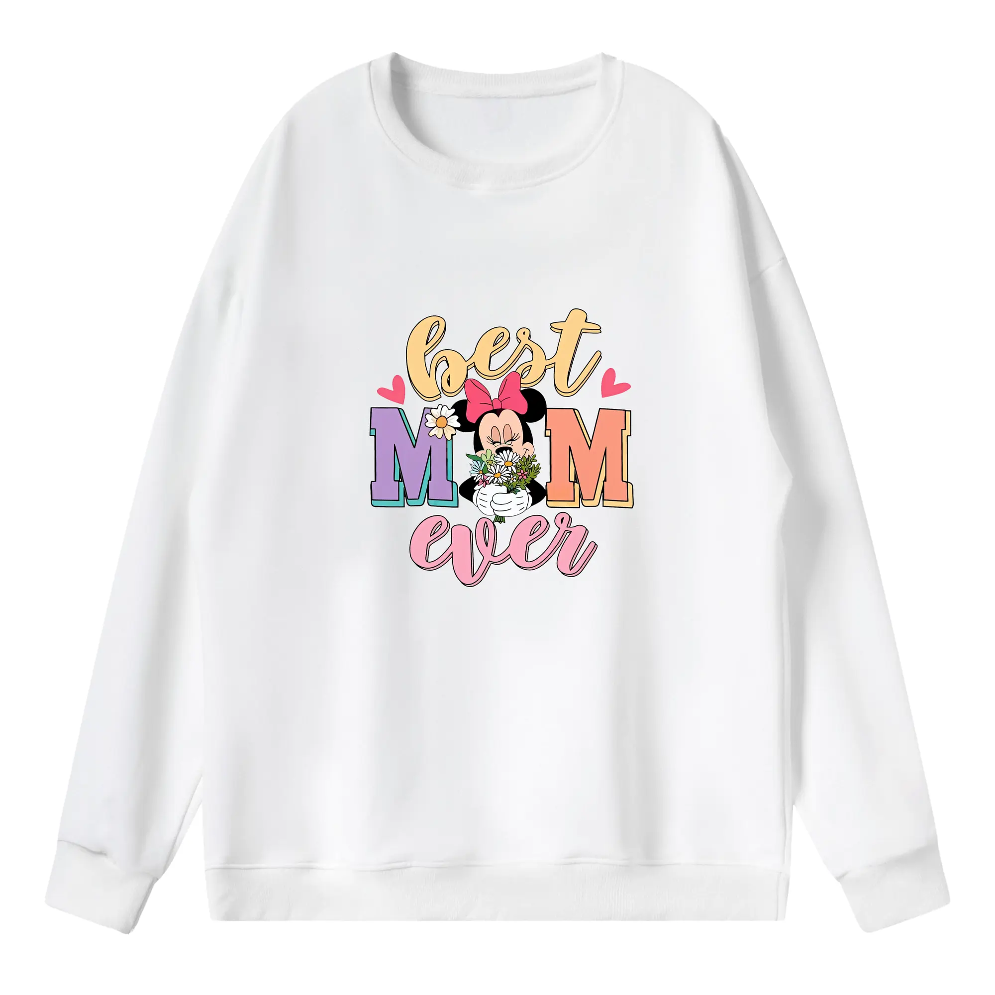 ミッキーマウス（Mickey Mouse） グッズ ミニーマウス（Minnie Mouse） - 薄手 クルーネック スウェット 裏毛260g · ポリエステル 春秋向け カジュアル 男女兼用 · トレーナー デイリー スポーツ 散歩に最適