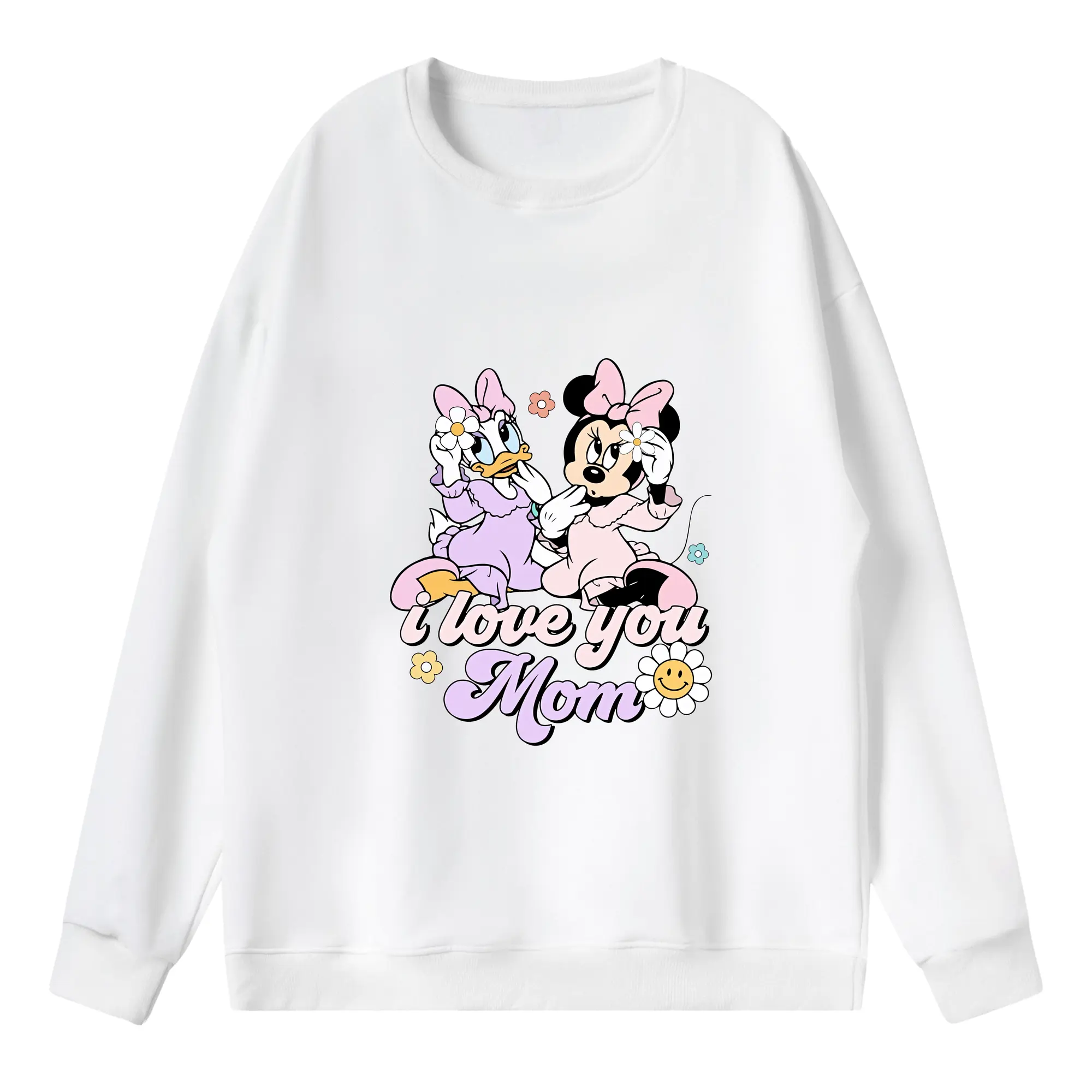 ミッキーマウス（Mickey Mouse） グッズ ミニーマウス（Minnie Mouse） - 薄手 クルーネック スウェット 裏毛260g · ポリエステル 春秋向け カジュアル 男女兼用 · トレーナー デイリー スポーツ 散歩に最適