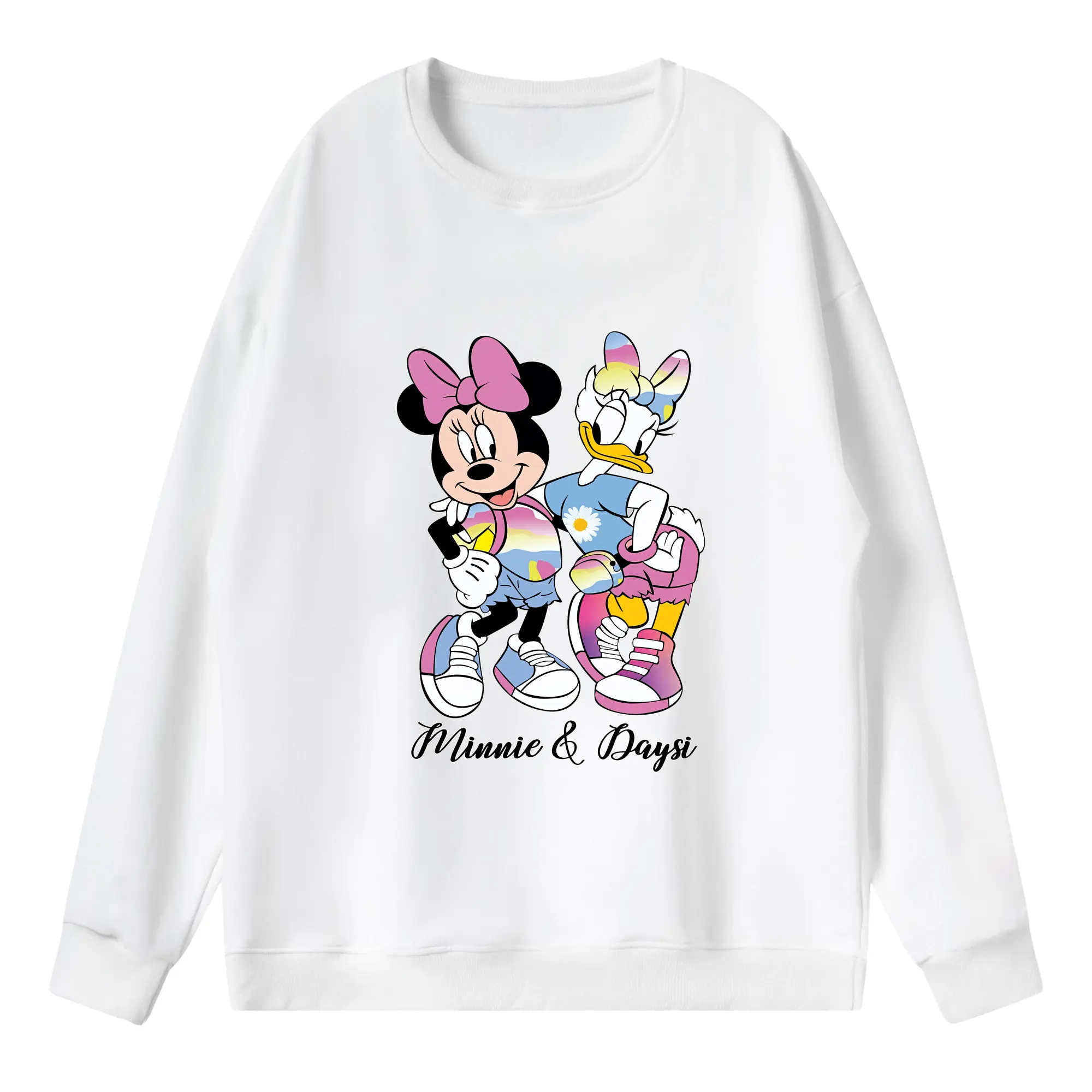 ミッキーマウス（Mickey Mouse） グッズ ミニーマウス（Minnie Mouse） - 薄手 クルーネック スウェット 裏毛260g · ポリエステル 春秋向け カジュアル 男女兼用 · トレーナー デイリー スポーツ 散歩に最適